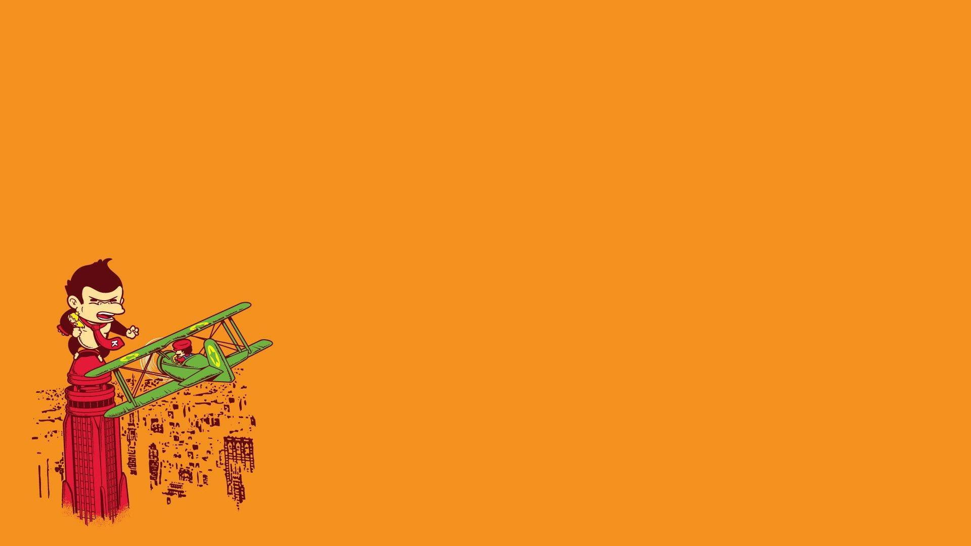 1080P, kong, king kong, donkey kong, king, crossover, ladder, illustration, mario, 1920x1080, funny, donkey, monkey, HD Wallpaper