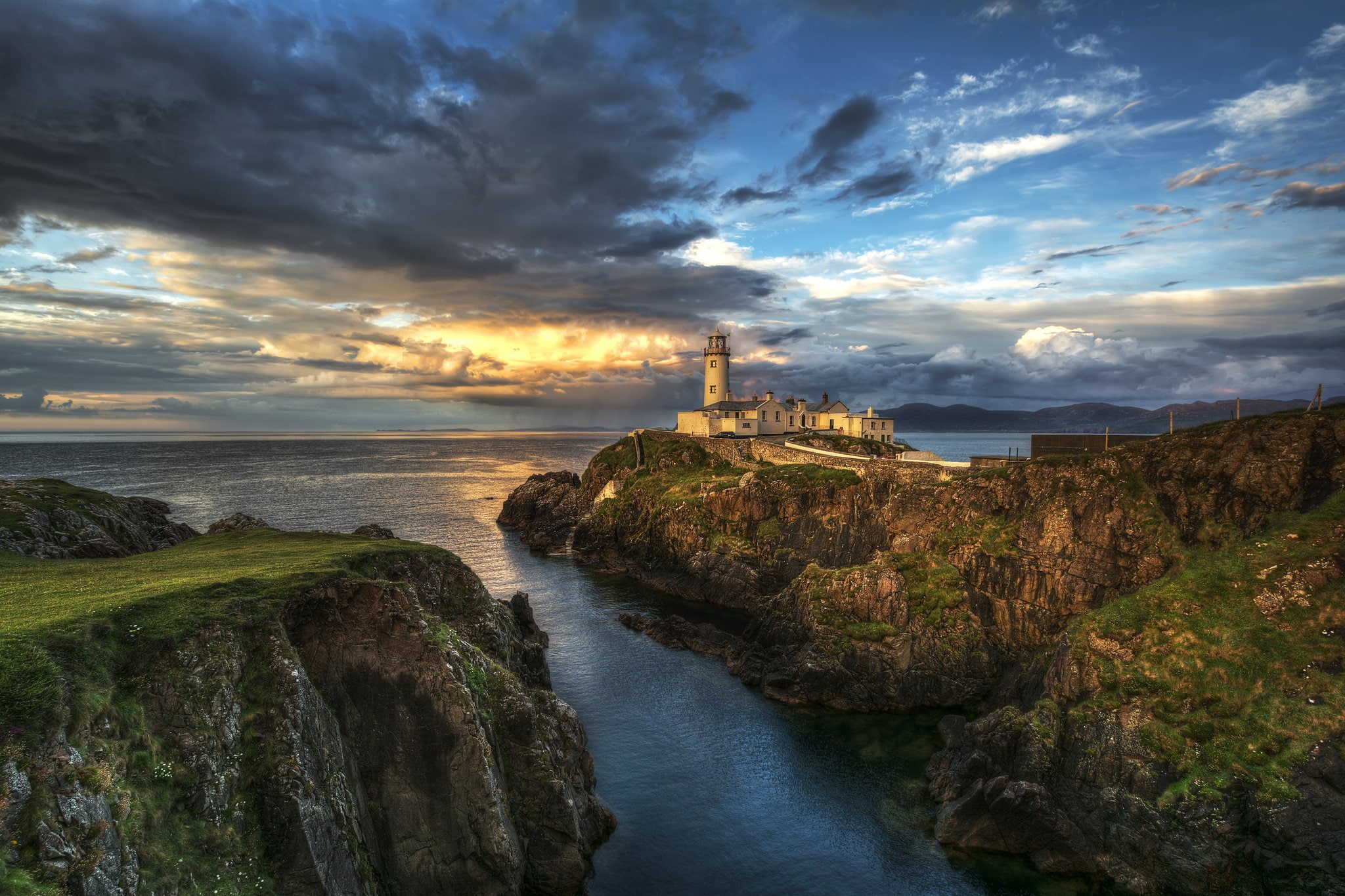 sea, ireland, donegal, rocks, county, 1080P, lighthouse, HD Wallpaper