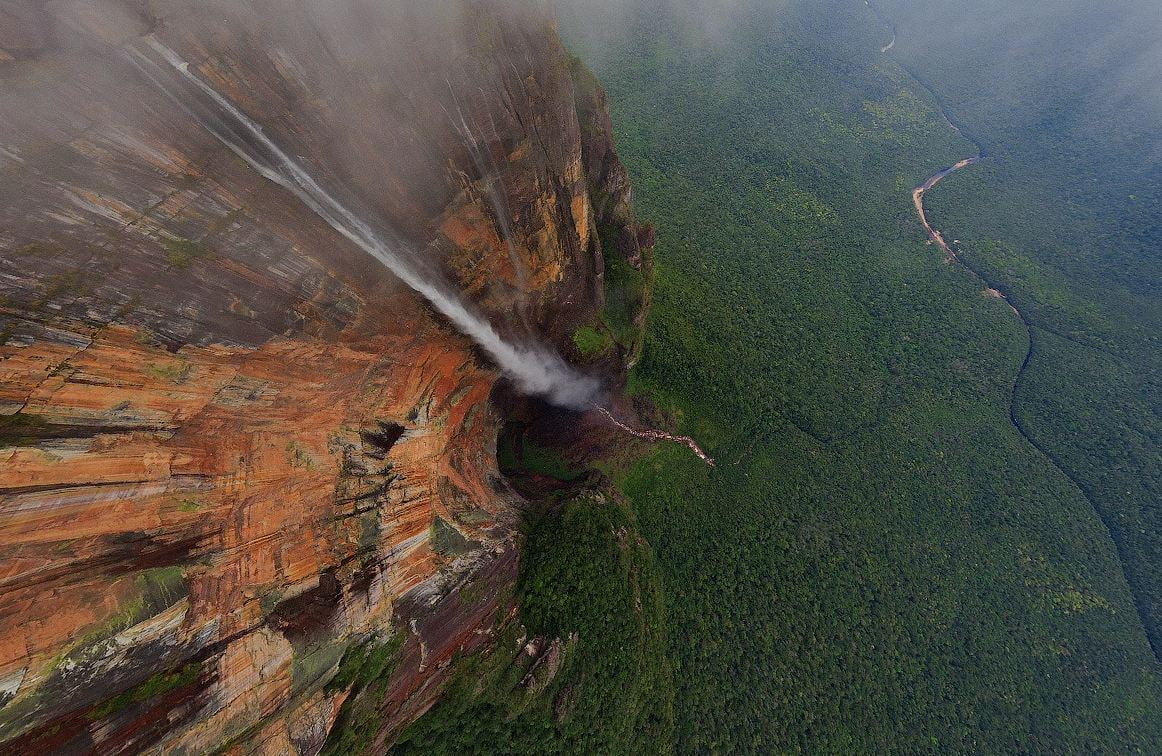 cliff, water, forest, waterfall, 480P, natural, river, angel Falls, HD Wallpaper
