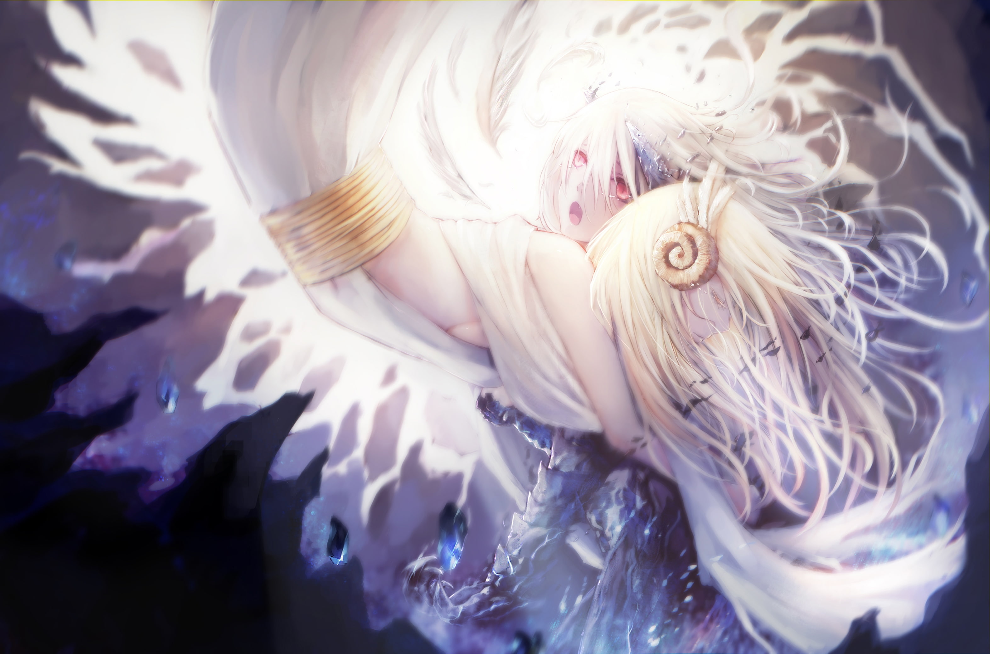 girls, close-up, tears, lifestyles, blond hair, high angle view, portrait, one person, hair, leisure activity, child, indoors, childhood, Anime, innocence, HD Wallpaper