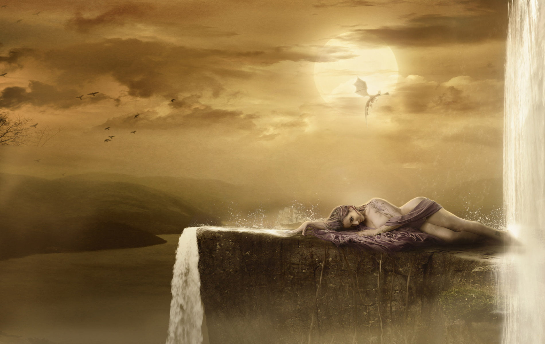 adult, ghost, mystery, fear, one Person, falling Water, lifestyles, woman, summer, women, spooky, beauty, surface, cloud - sky, angel, lying, men, fantasy, HD Wallpaper