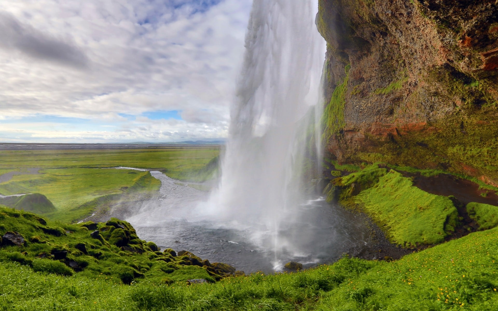 cloud - sky, beauty in nature, power in nature, plant, landscape, flowing water, Iceland, environment, outdoors, no people, day, nature, sky, HD Wallpaper