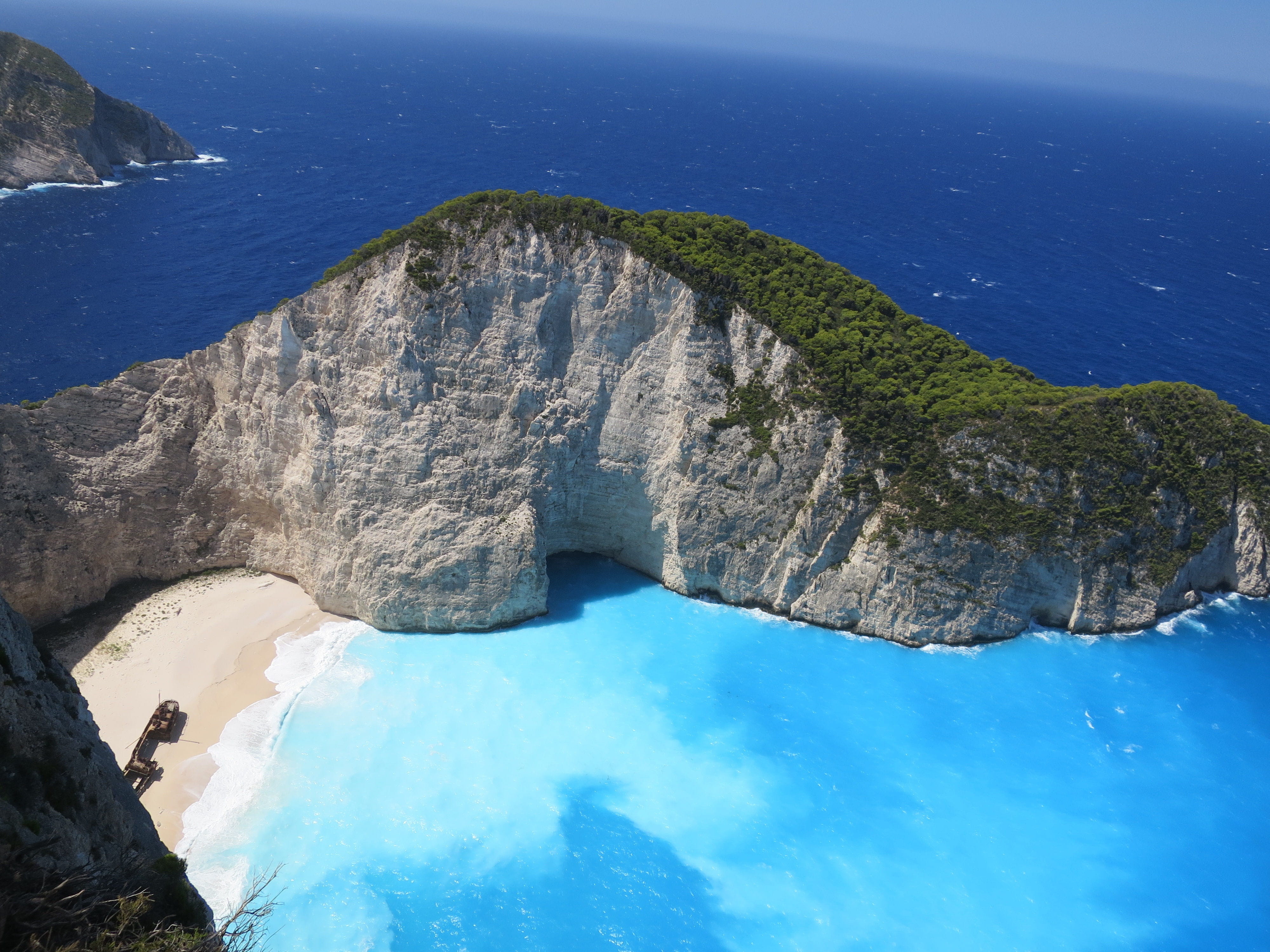 high angle view, sky, zakynthos, bay, water, scenics - nature, day, beach, non-urban scene, no people, mountain, rock, nature, outdoors, swimming pool, HD Wallpaper