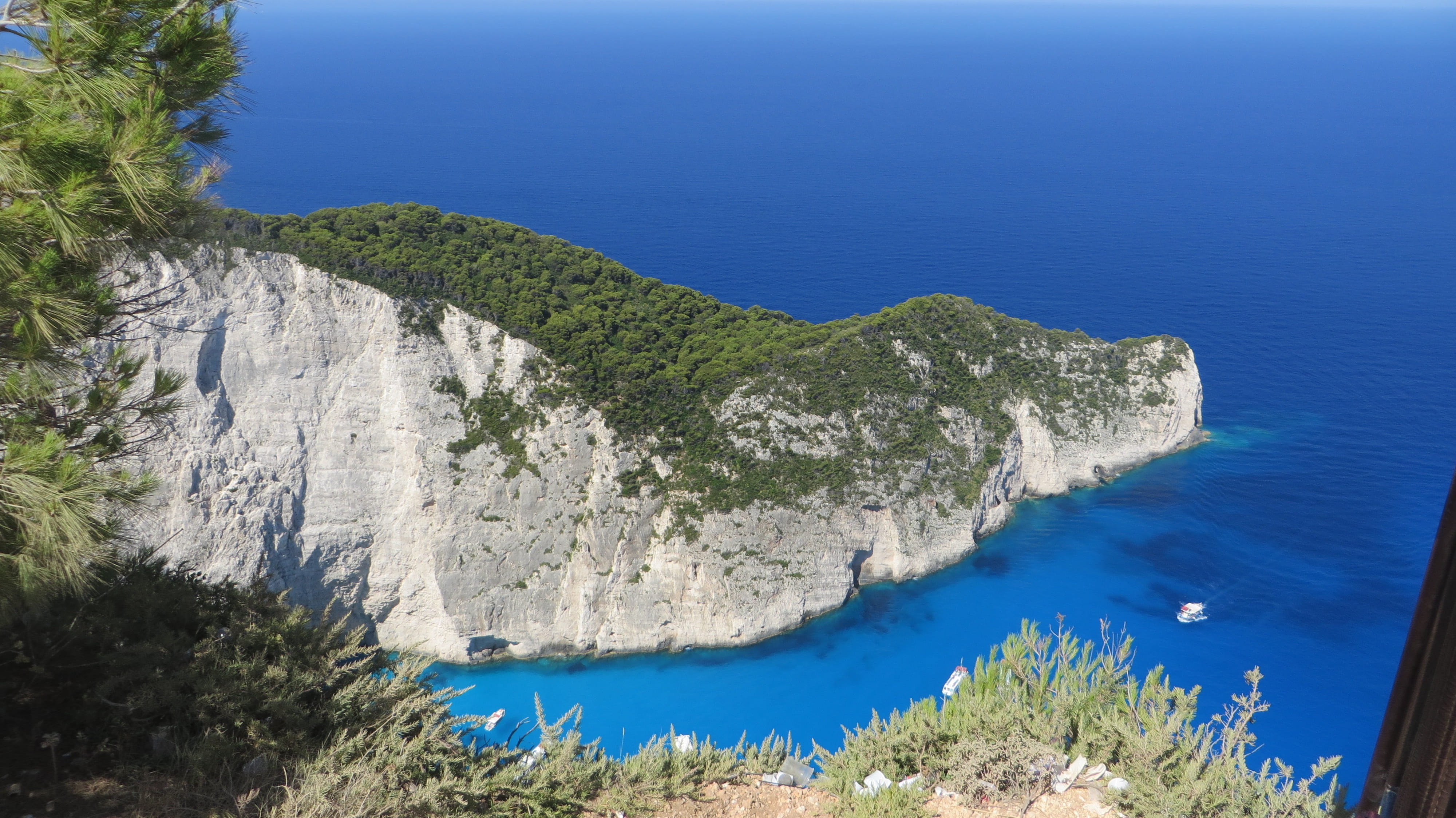 water, rock, beauty in nature, plant, vacation, outdoors, rock - object, non-urban scene, zakynthos, shipwreck, holiday, high angle view, cliff, mountain, HD Wallpaper