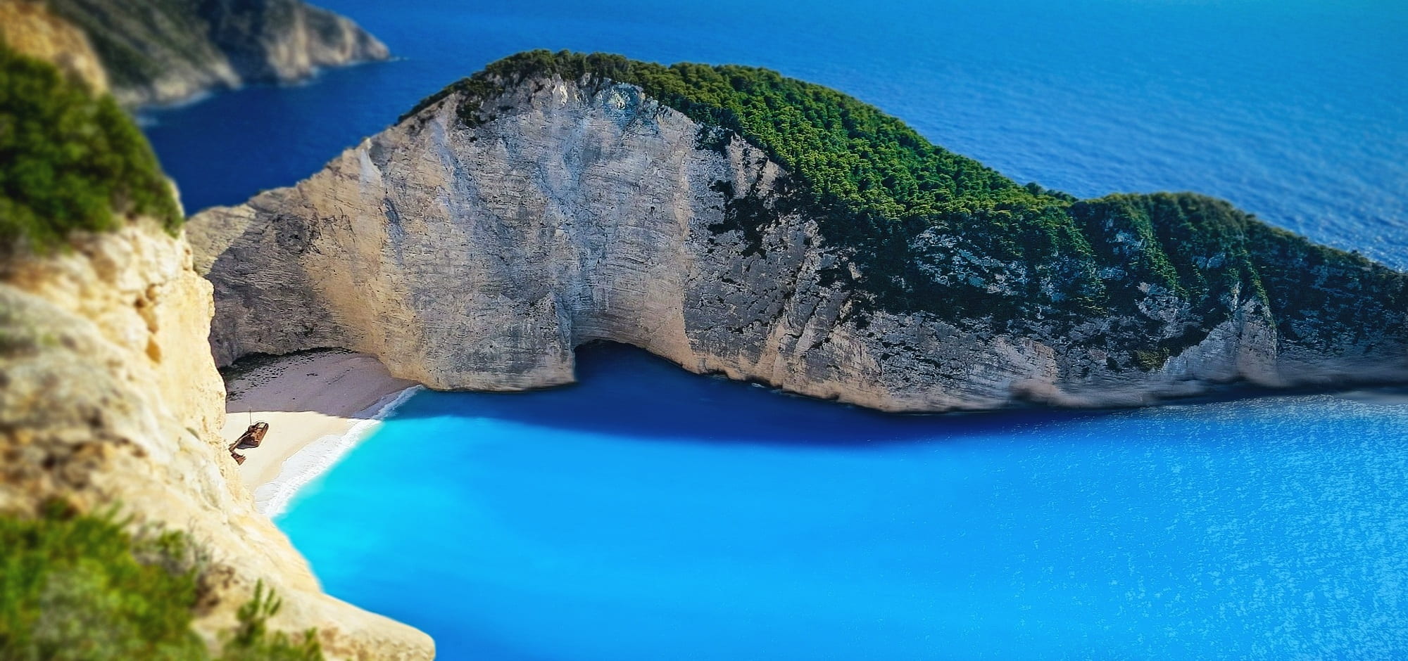 view, outdoors, travel destinations, rock formation, zakynthos, ocean, mountain, bay, holiday, land, eye, solid, scenics - nature, an island, water, body, HD Wallpaper