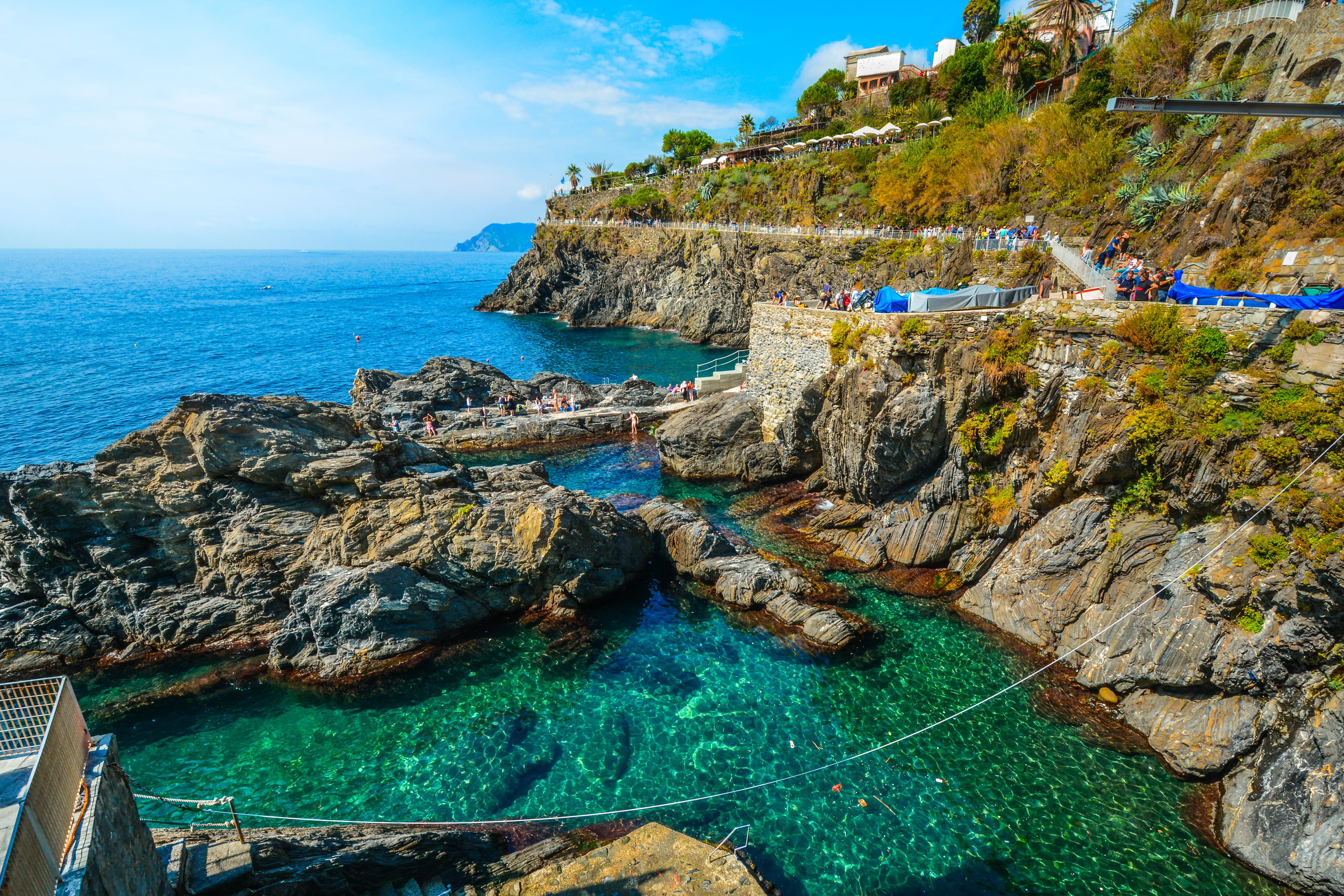 swimming, eroded, horizon, riviera, no people, ocean, seascape, sea, horizon over water, tourism, bay, rocky coastline, turquoise, water, solid, seashore, HD Wallpaper