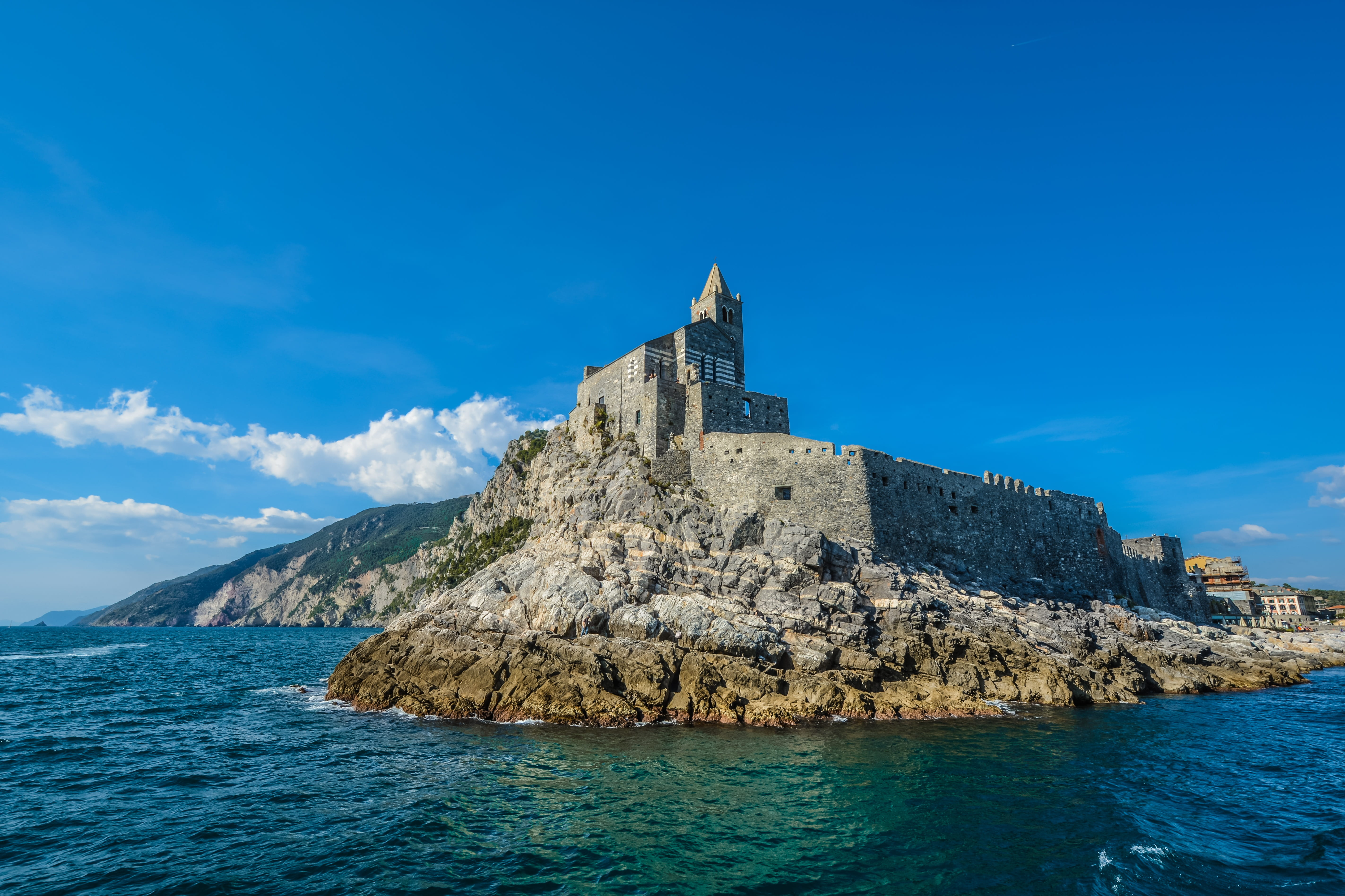 la spezia, mediterranean, europe, cloud - sky, italian, mountain, building, castle, st lawrence, european, gulf, hills, no people, abbey, sky, 5K, ripples, HD Wallpaper