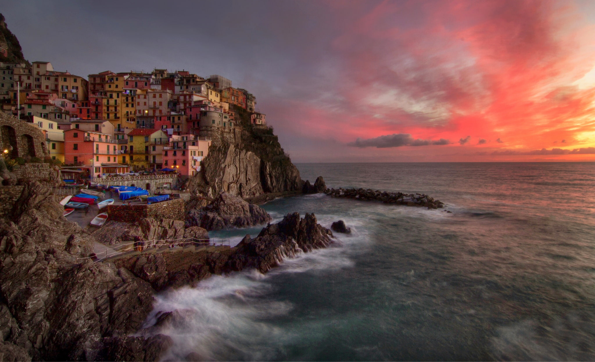 The national Park of Cinque Terre, Manarola, The Province Of La Spezia, 1080P, The Liguria Region, Italy, National park of the Cinque Terre, Liguria, HD Wallpaper