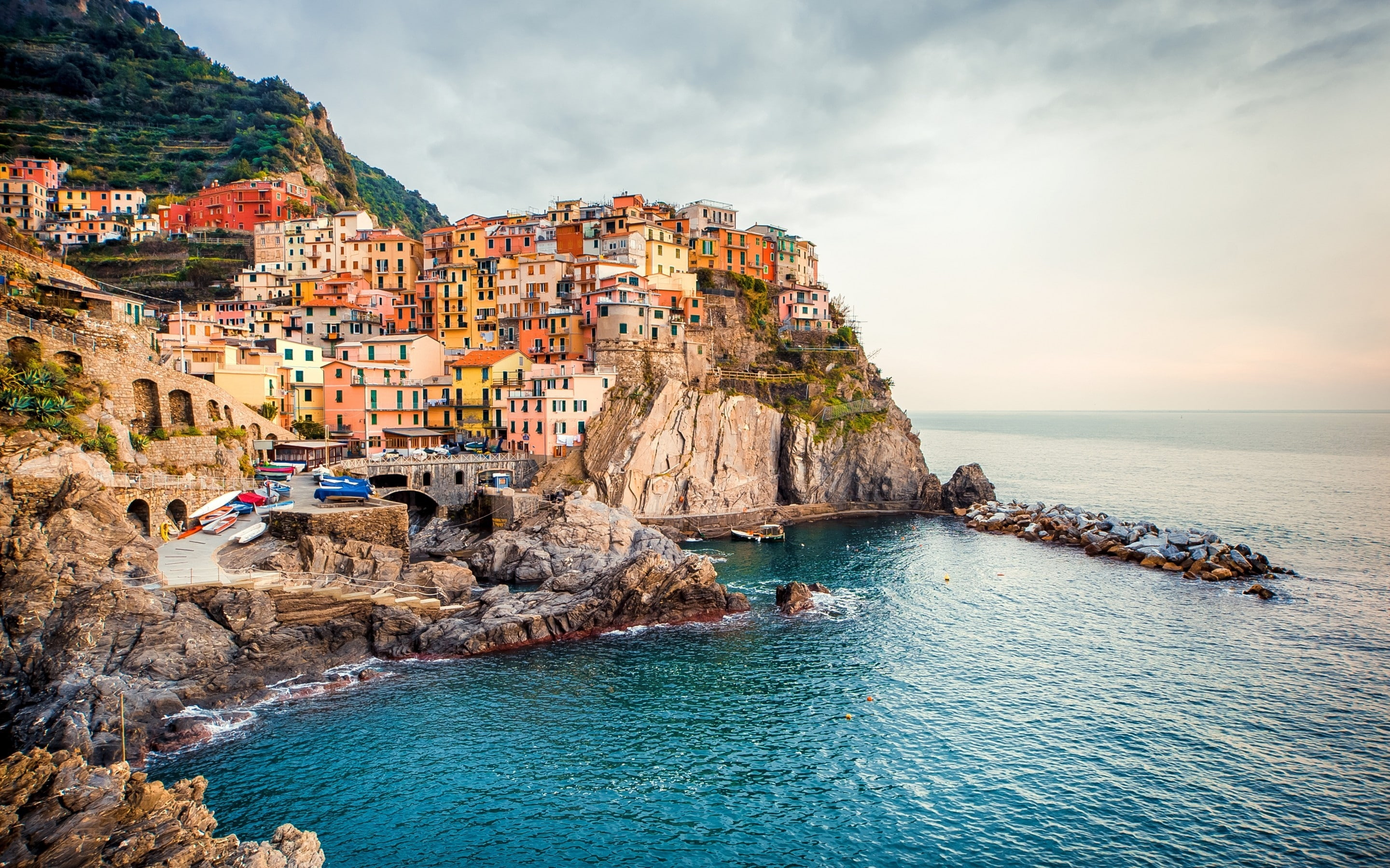 ocean, houses, della, manarola, 2K, Cinque Terre, provincia, landscape, spezia, HD Wallpaper