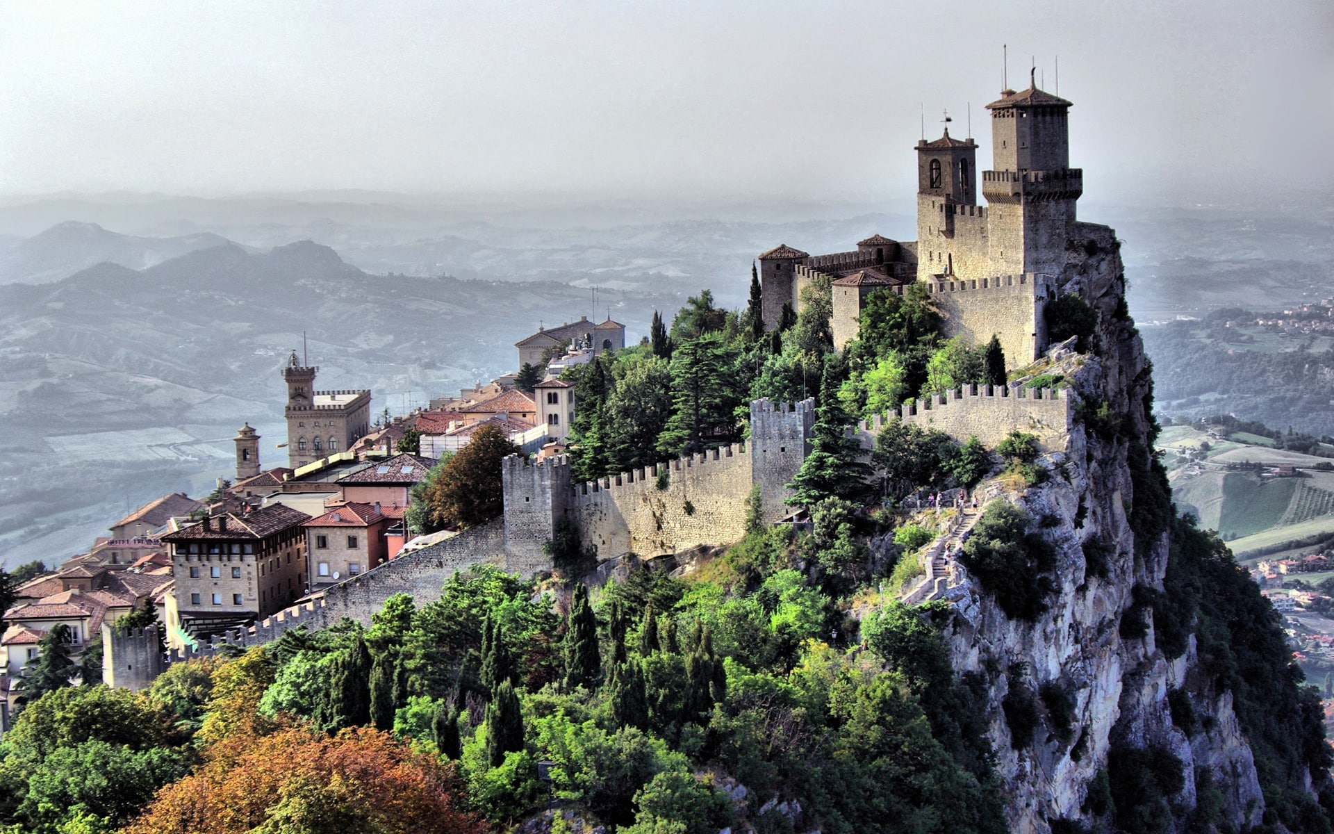 Country, Castle, Cliff, Marino, City, 1080P, Landscape, San, HD Wallpaper