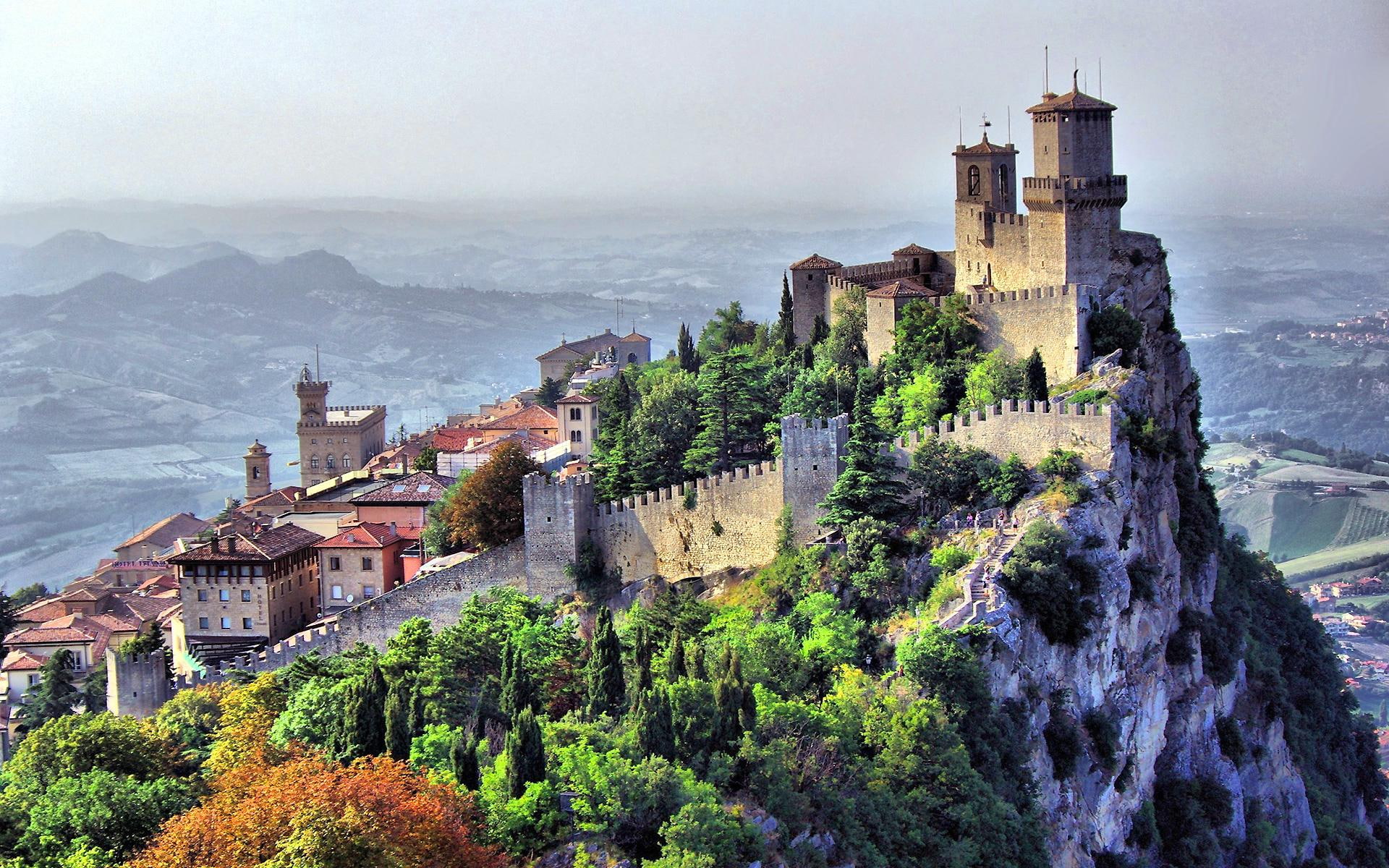castle, monte, 1080P, san marino, titano, marino, architecture, san, HD Wallpaper