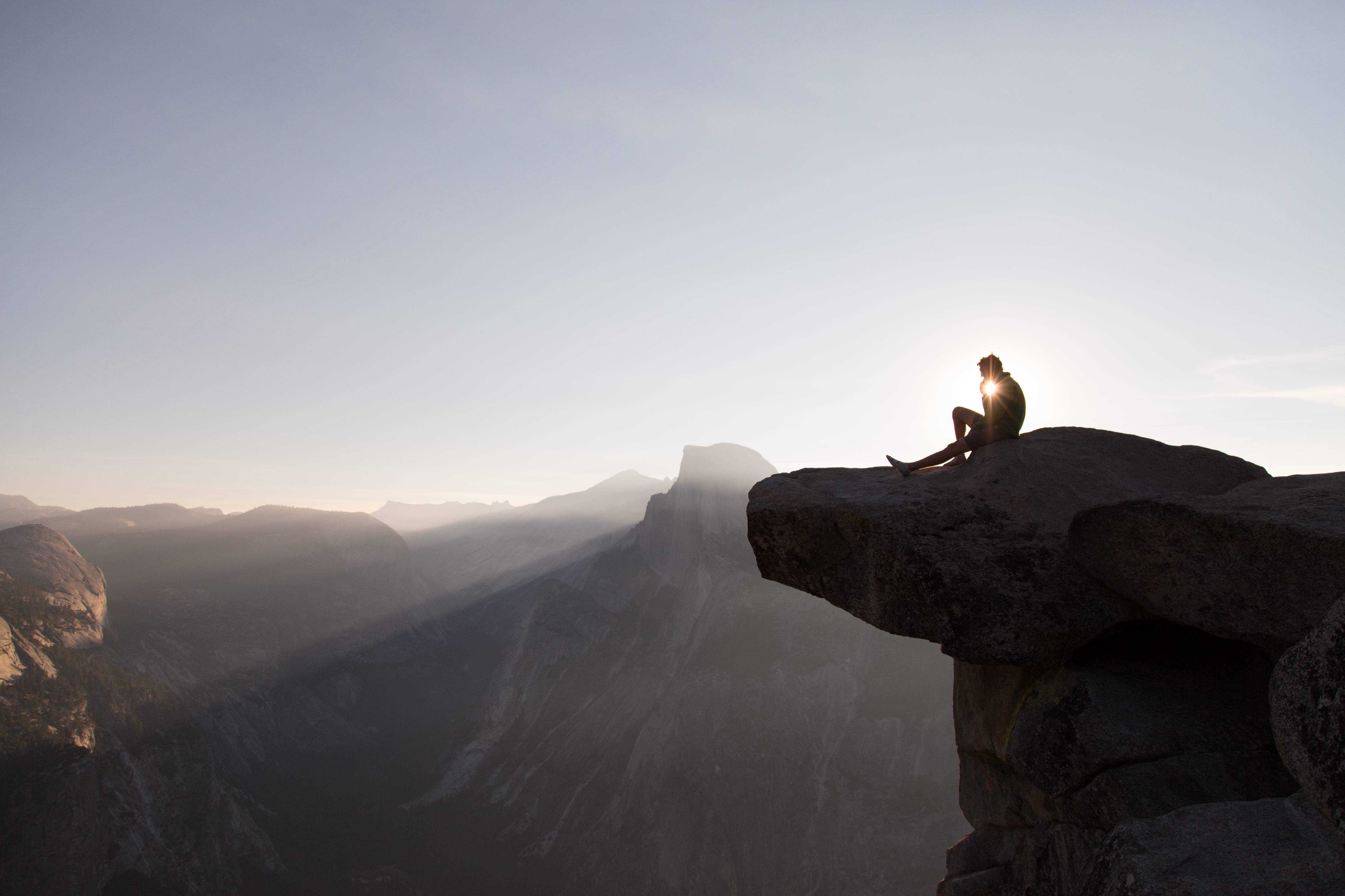park, half, yosemite, 5K, dome, hiker, cliff, person, national, HD Wallpaper