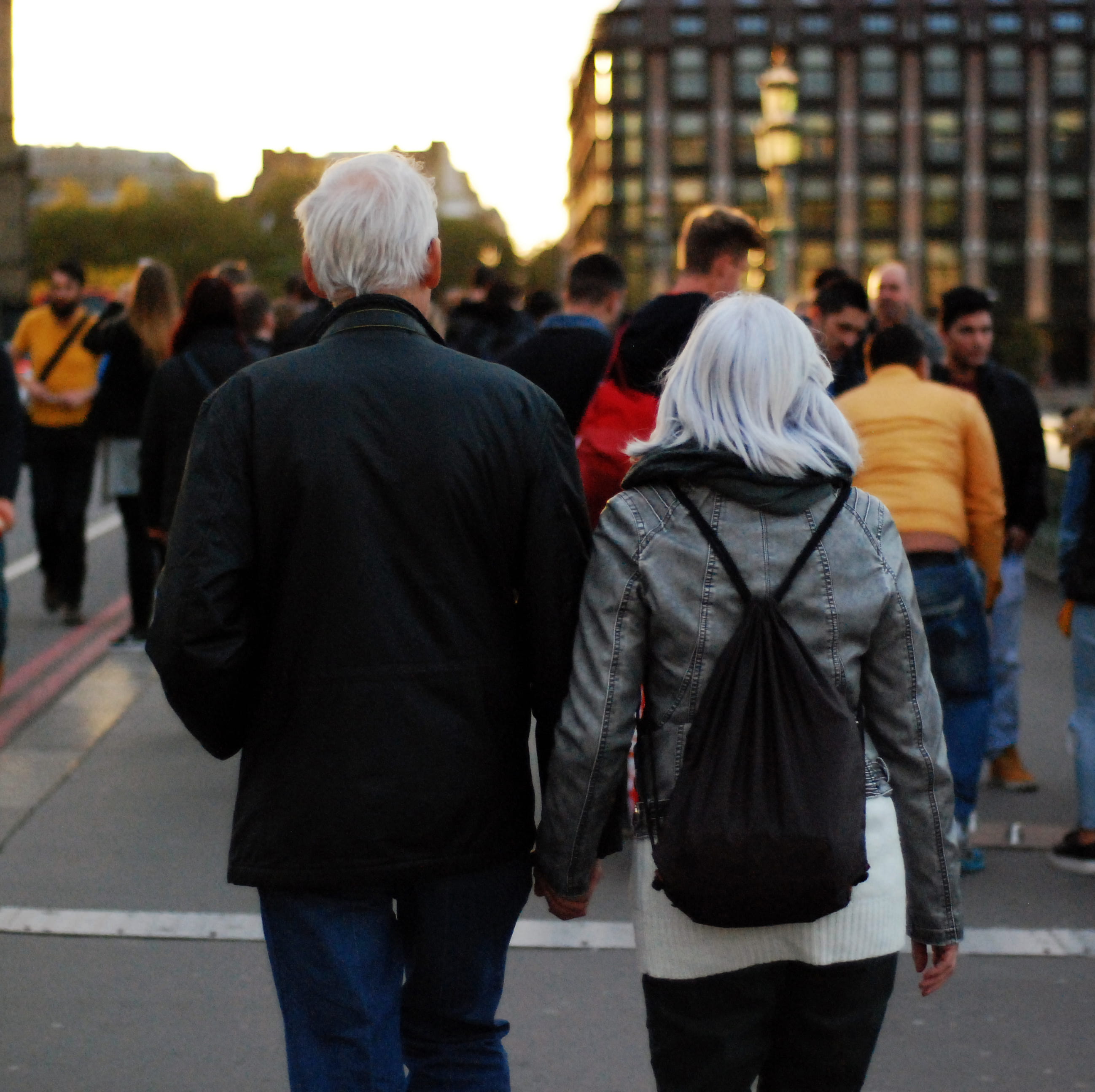 city, royalty  images, jacket, real people, back view, men, walking, black, three quarter length, holding hands, man, incidental people, people, day, adult, HD Wallpaper