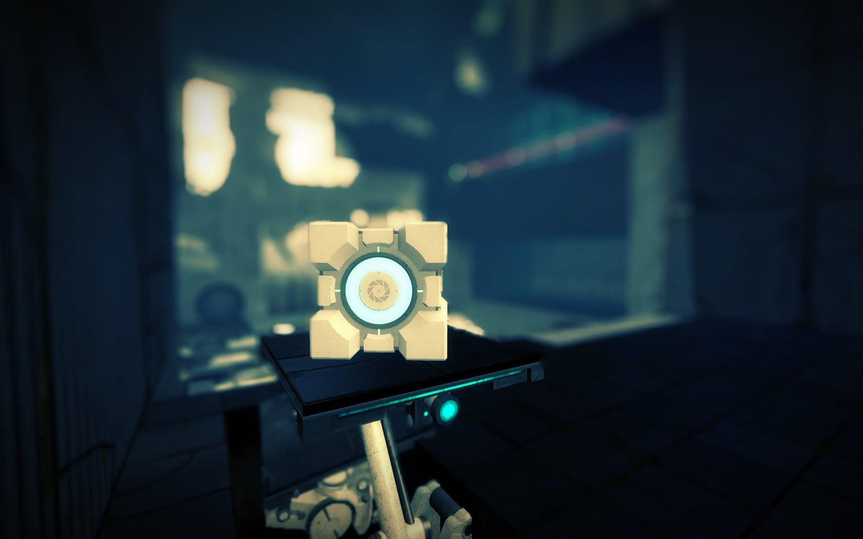 light - natural phenomenon, glowing, arts culture and entertainment, lighting equipment, light, music, cube, no people, video games, still life, Portal (game), HD Wallpaper
