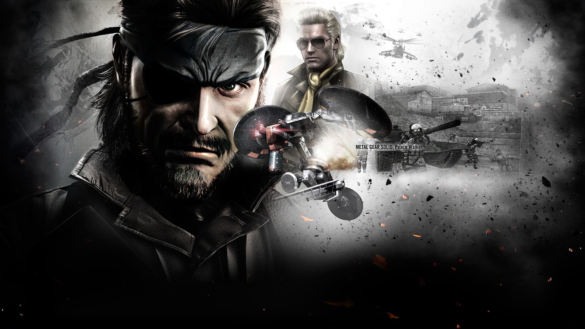 holding, males, dark, PlayStation, Metal Gear, video games, weapon, Kojima Productions, men, Big Boss, beard, indoors, adult, aggression, smoke - physical structure, HD Wallpaper