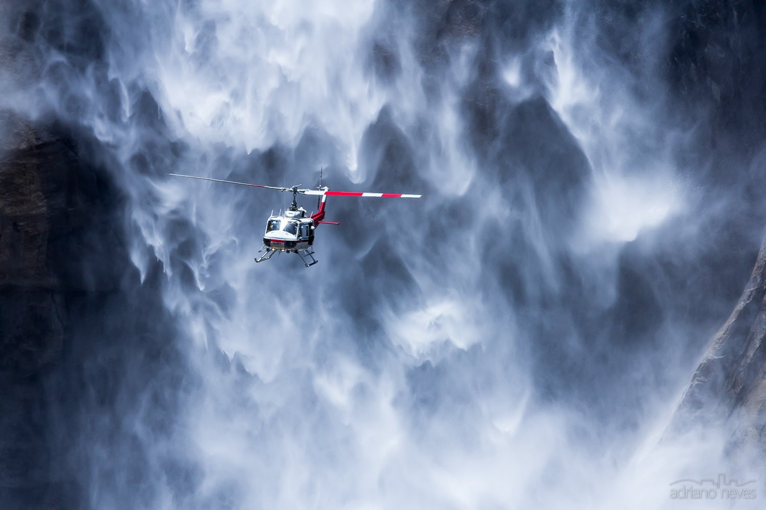 vehicle, rock, Yosemite National Park, Yosemite Falls, nature, 720P, flying, waterfall, USA, helicopters, HD Wallpaper