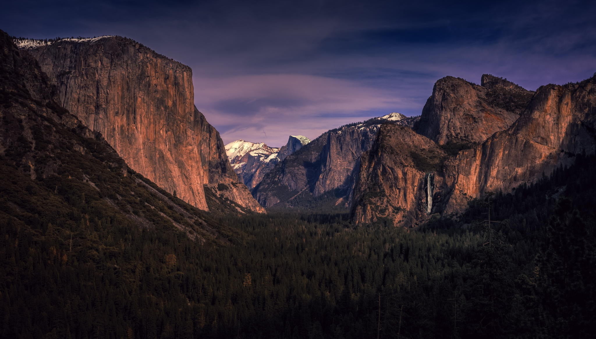 USA, forest, trees, idyllic, rock, travel, cloud - sky, mountain range, brown, daytime, waterfall, rock - object, 1080P, landscape, mountain, beauty in nature, HD Wallpaper