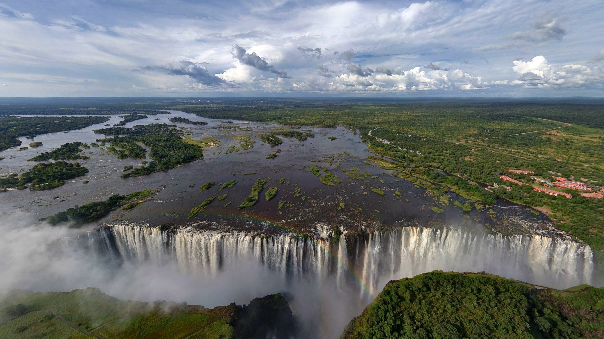 Victoria Falls, Zambezi River, 1080P, lake, landscape, waterfall, Trees, HD Wallpaper
