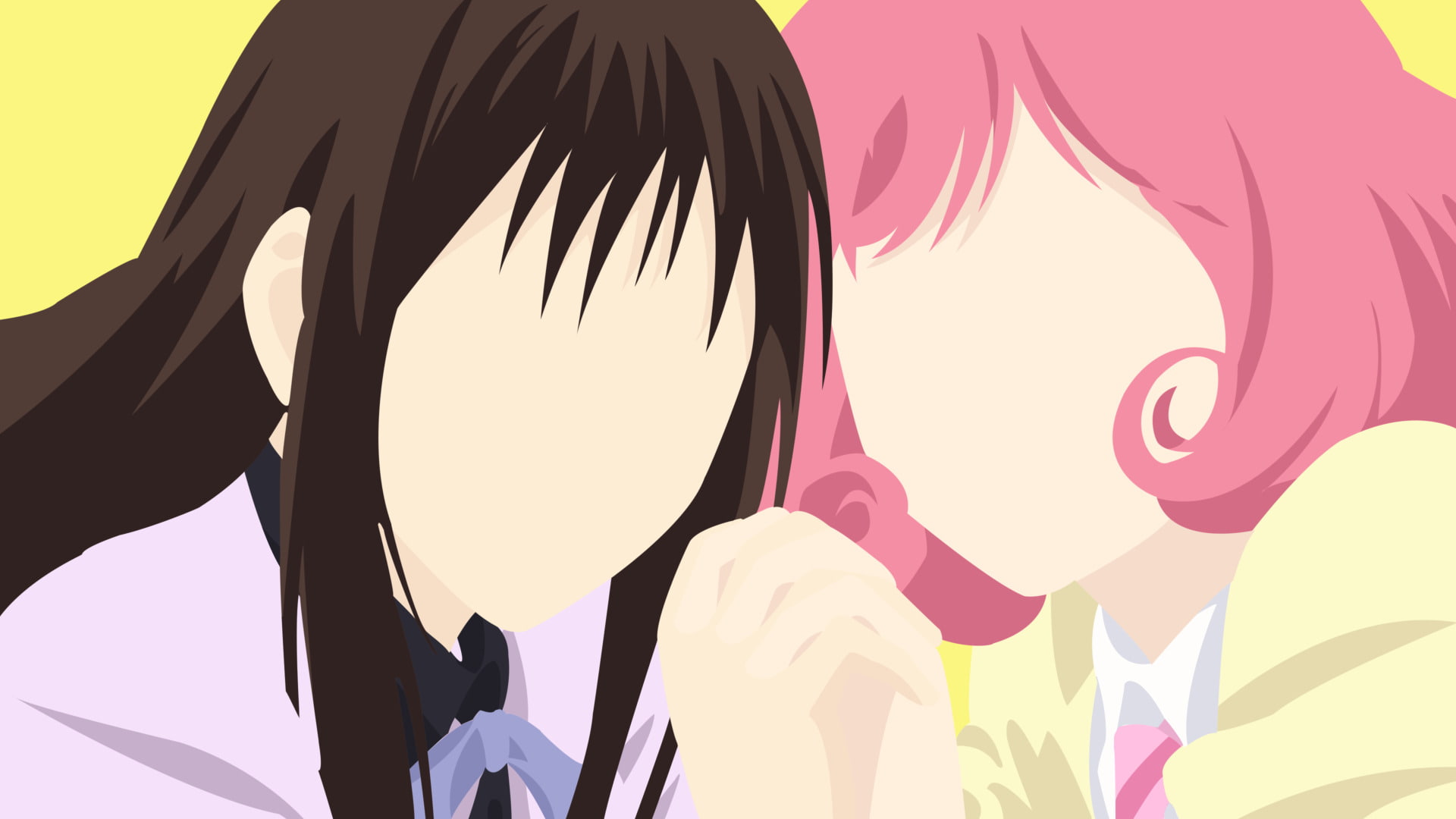 Anime, Minimalist, Kofuku Ebisu, Brown Hair, 1080P, Hiyori Iki, Pink Hair, Noragami, HD Wallpaper