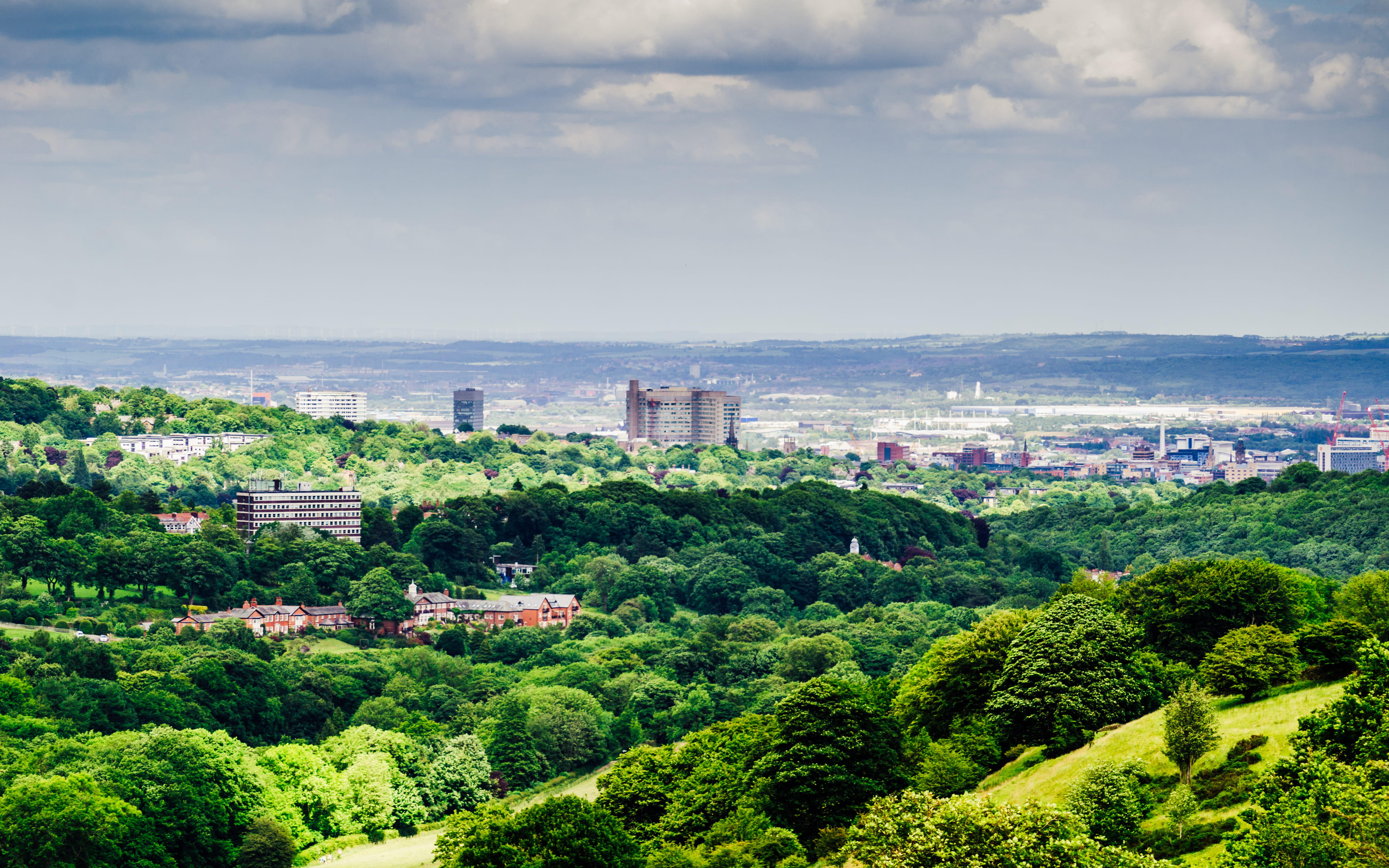 day, scenics - nature, sheffield, britain, urban, high angle view, rural, uk, sea, building exterior, rotherham, yorkshire, trees, growth, tree, landscape, HD Wallpaper