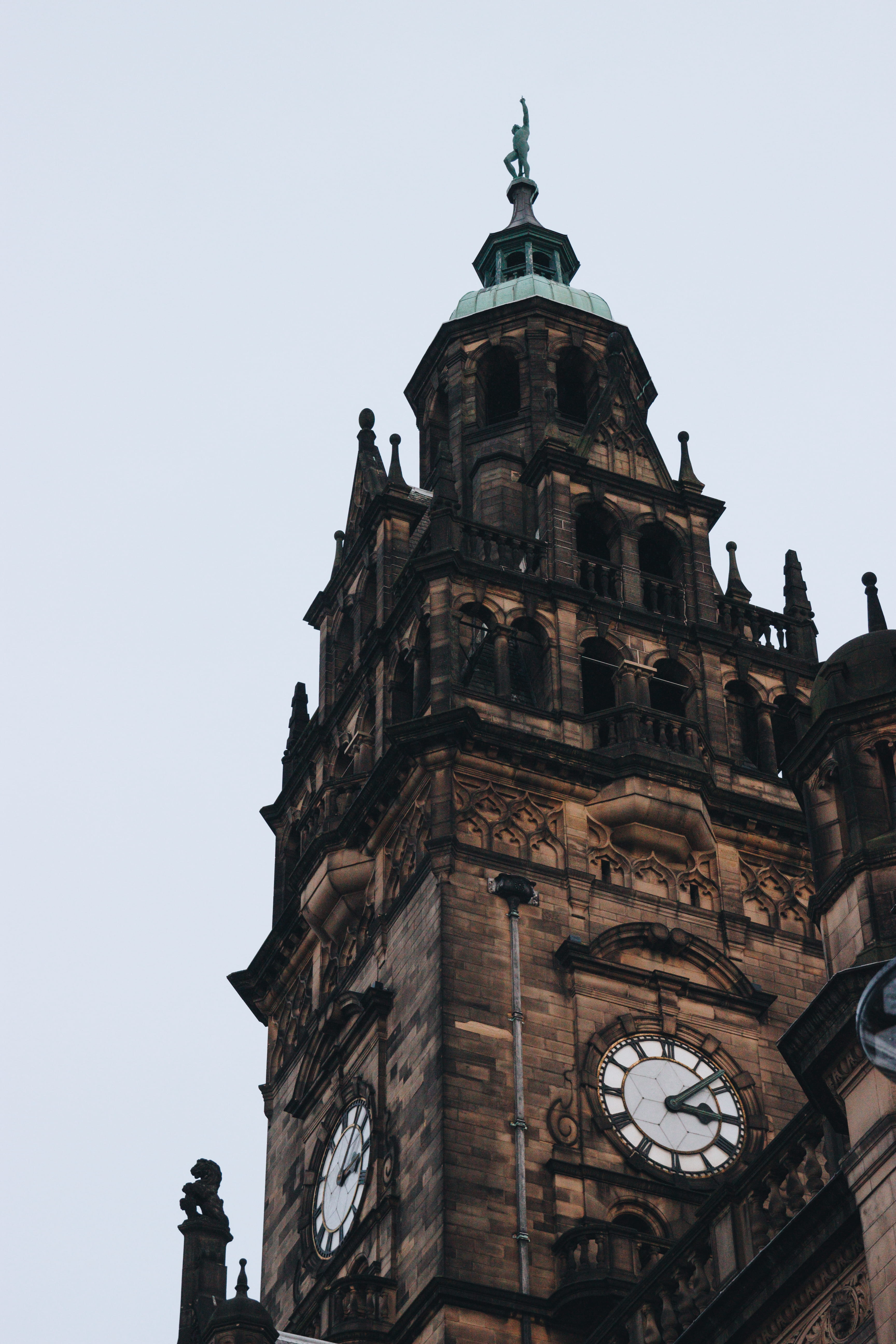 clock, uk, the past, united, time, street, kingdom, day, sheffield, gb, clear sky, nature, history, low angle view, copy space, old, building, town, city, Phone HD Wallpaper
