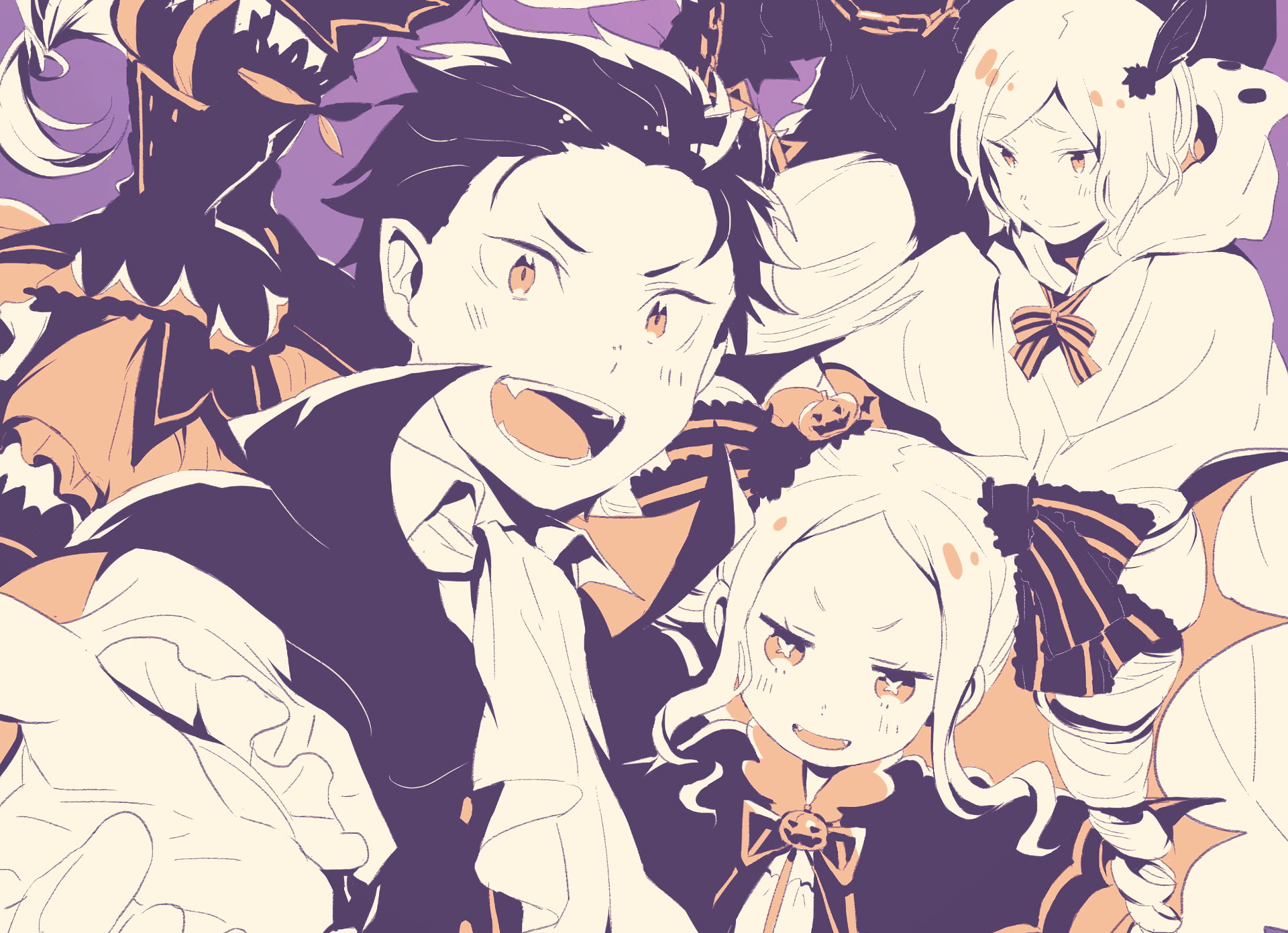 1080P, real people, positive emotion, Anime, Beatrice (Re:ZERO), portrait, front view, smiling, leisure activity, Subaru Natsuki, people, creativity, headshot, HD Wallpaper