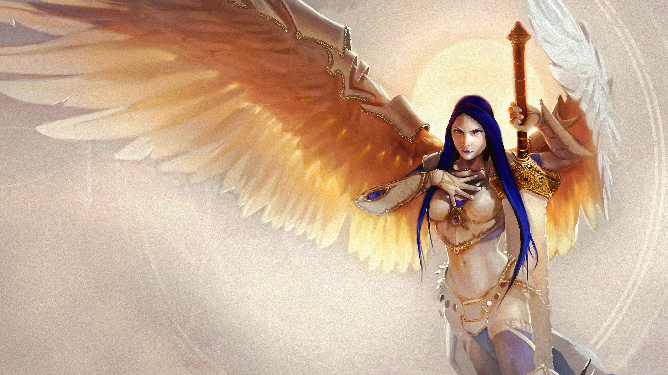 Akroma, Angel of Wrath, fantasy art, 2K, Magic: The Gathering, HD Wallpaper