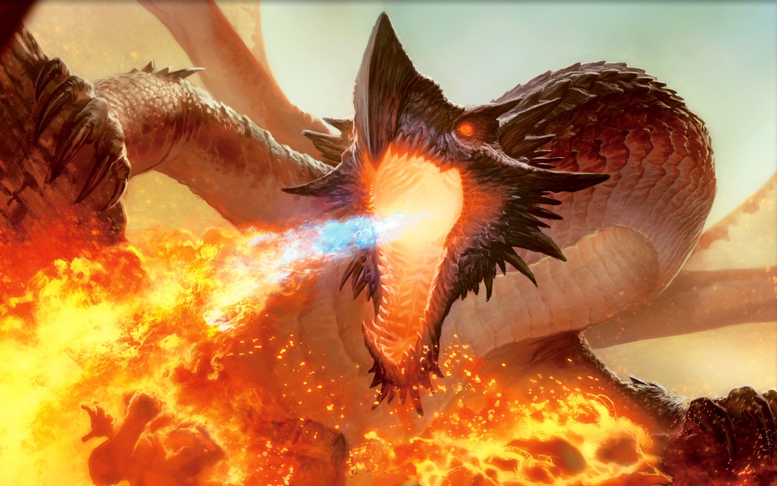 nature, marine, 2K, artwork, animal, animal themes, feeding, human hand, fantasy art, fire - natural phenomenon, underwater, video games, close-up, Magic: The Gathering, HD Wallpaper