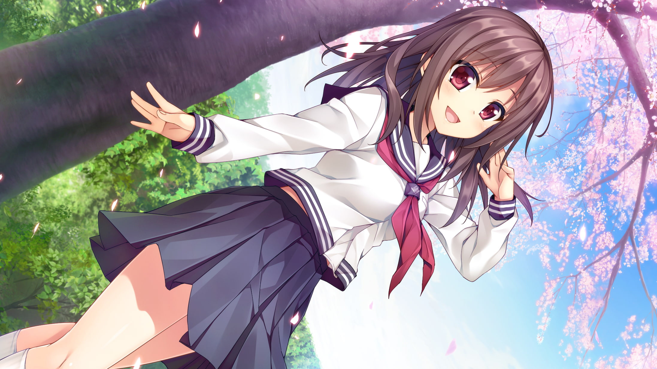 one person, visual novel, front view, day, young women, hair, casual clothing, women, lifestyles, hairstyle, clothing, inochi no spare, 1080P, nature, HD Wallpaper
