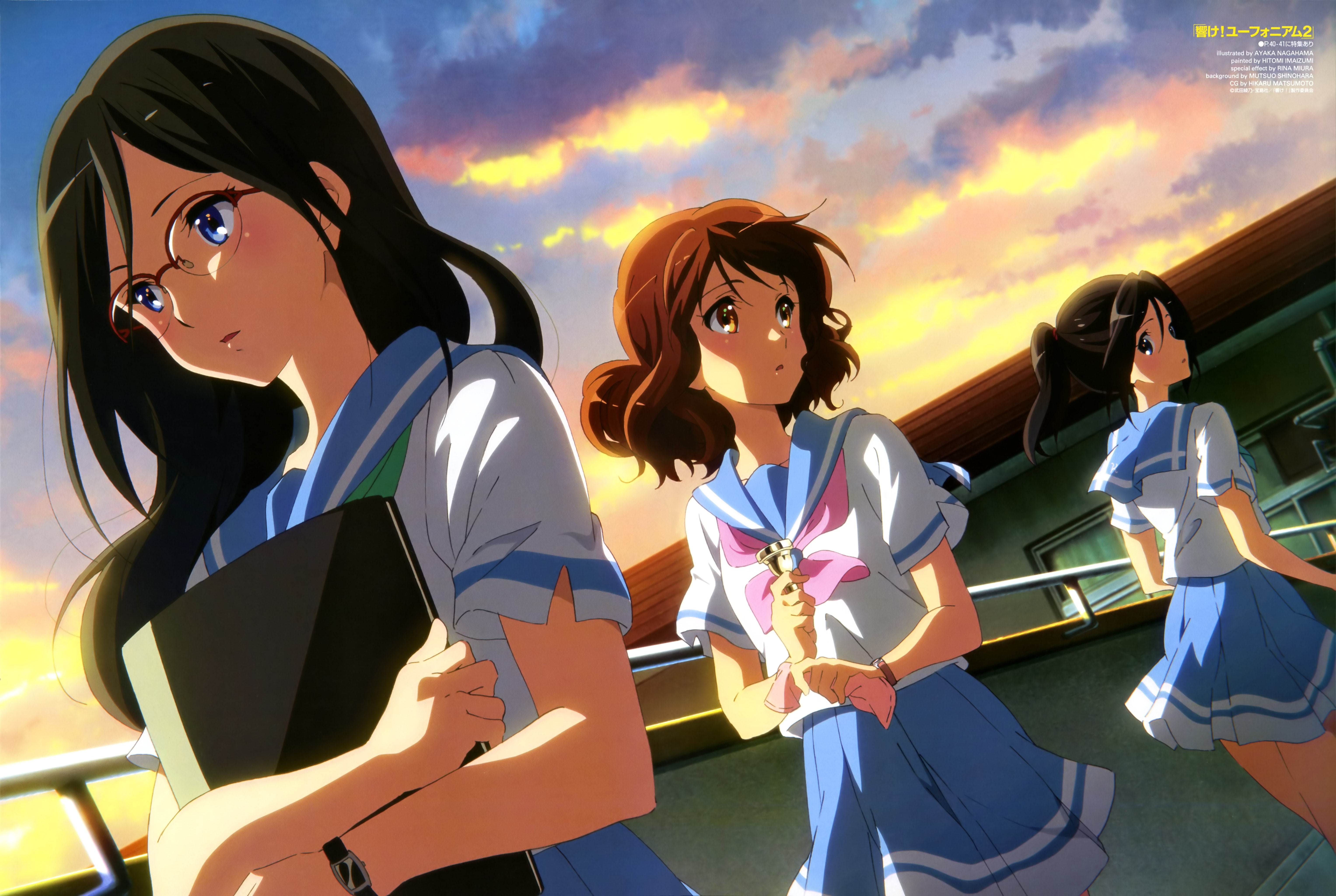 sunlight, sky, front view, school, lifestyles, sitting, beautiful woman, nature, kasaki nozomi, contemplation, young women, leisure activity, oumae kumiko, HD Wallpaper