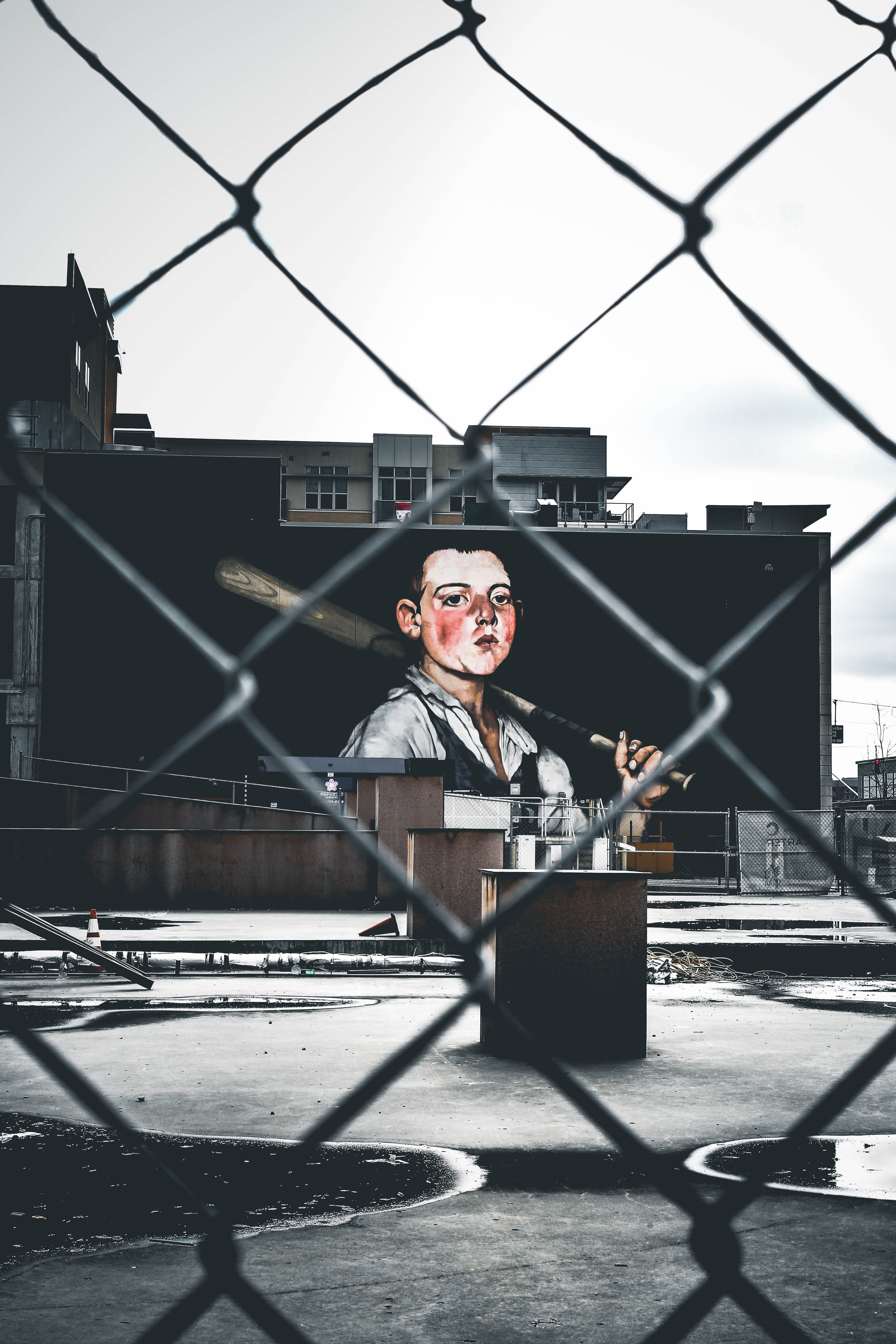 billboard, looking at camera, lifestyles, winter, downtown cincinnati, canon, young adult, urban, boundary, one person, outdoors, baseball bat, barrier, Phone HD Wallpaper