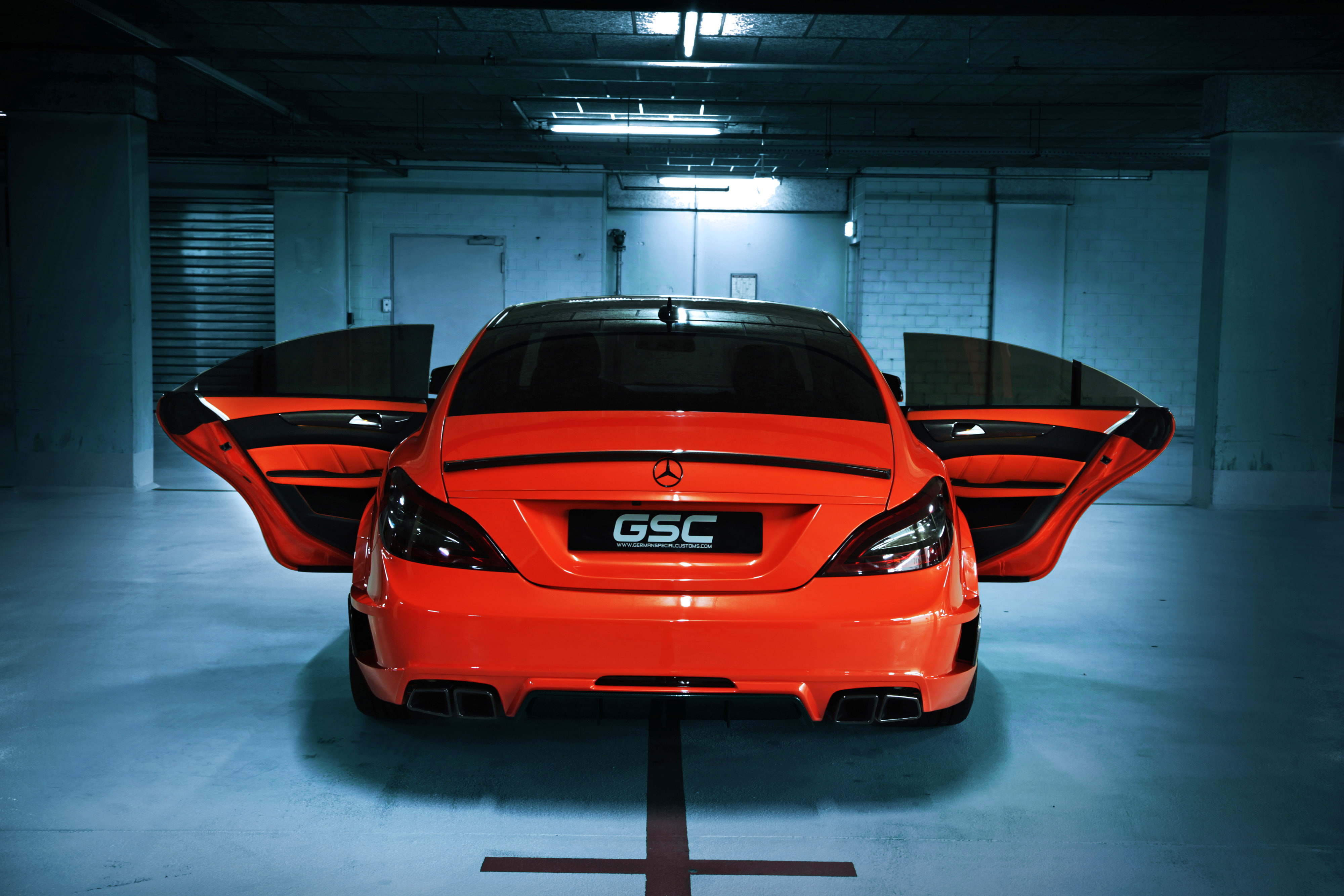 CLS 63, German Special Customs, machine, nice, car, tuning, back, door, AMG, Mercedes-Benz, 4K, GSC, HD Wallpaper