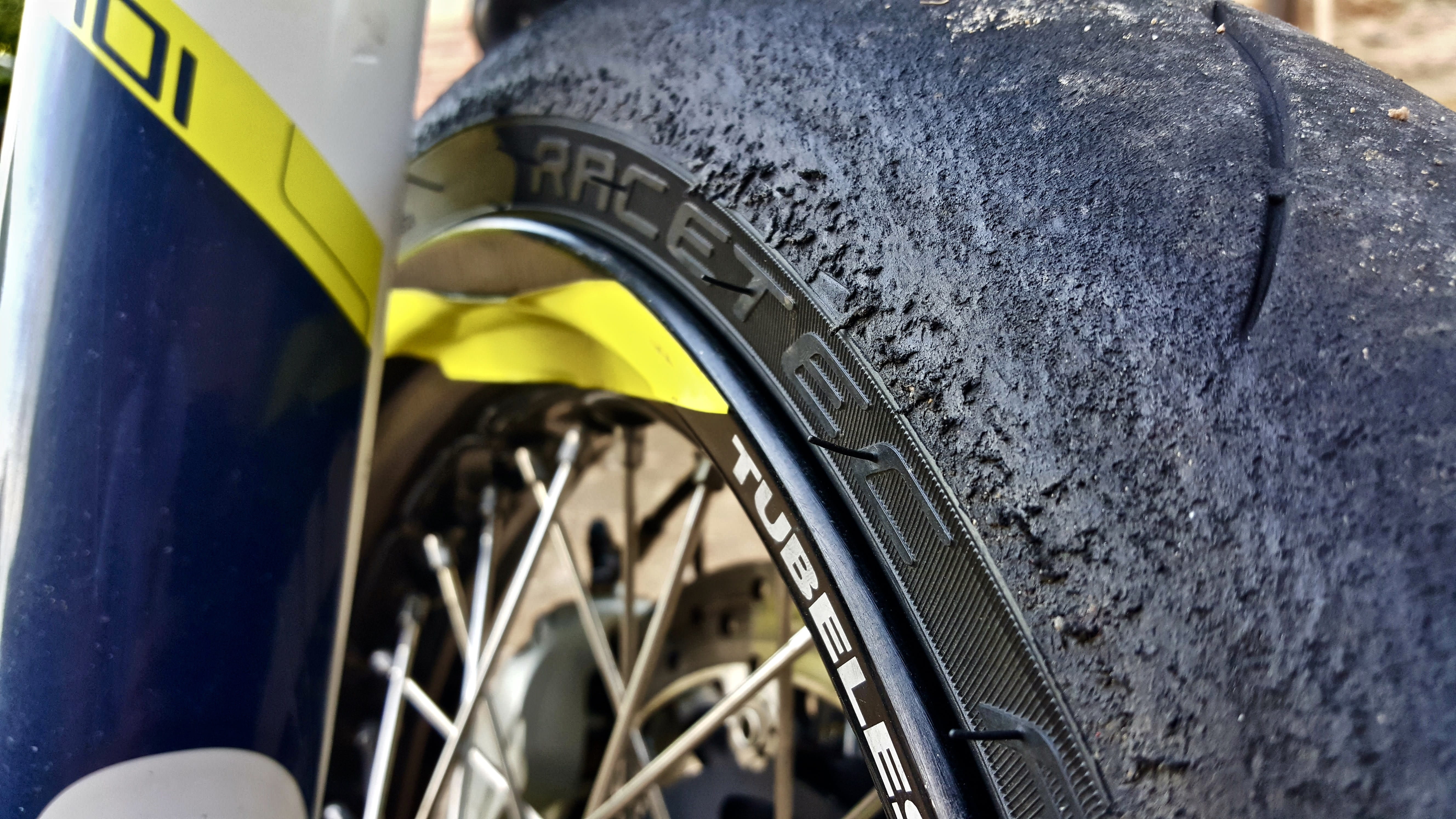 no people, motorcycle, close-up, radius, sport, track, stationary, rim radius, supersport, supermotard, selective focus, day, husqvarna, bicycle, 5K, road, HD Wallpaper