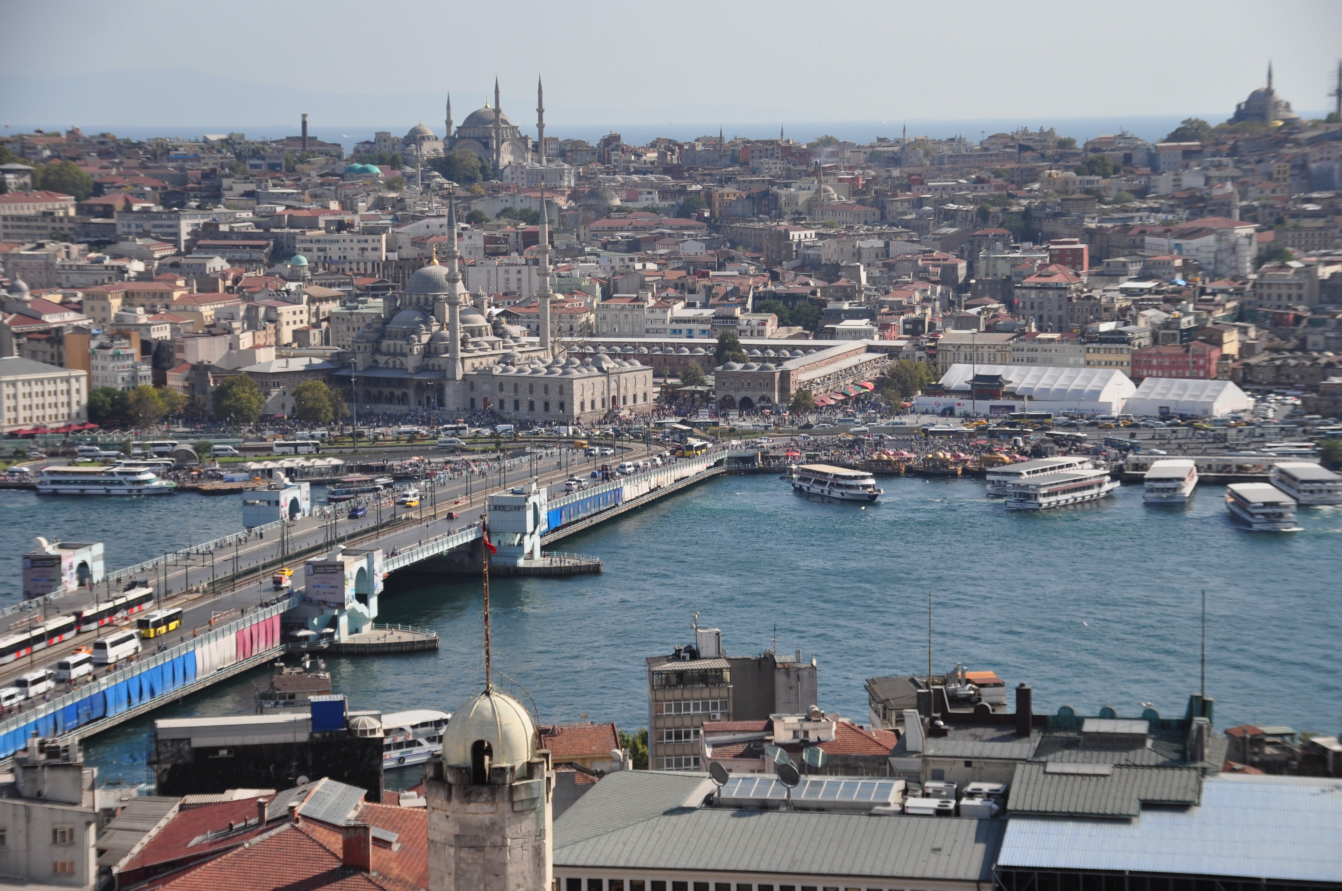townscape, outdoors, nature, boat, river, Turkey, brown, water, cityscape, city, place of worship, mode of transportation, Istanbul, architecture, white, HD Wallpaper