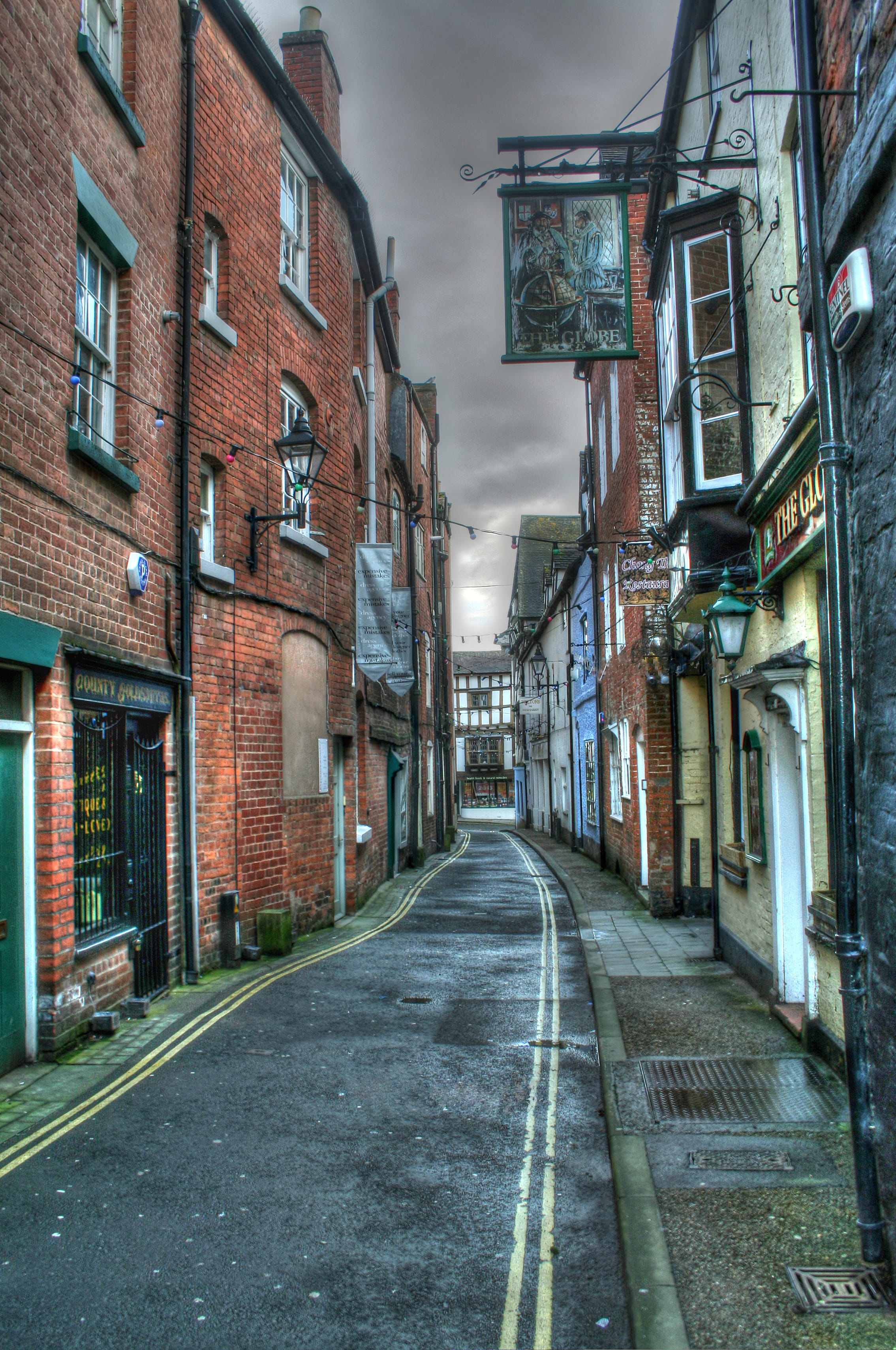 transportation, old, english, nature, no people, medieval, uk, great britain, alley, england, kingdom, Tourist, building, long, vanishing point, sky, 2K, Phone HD Wallpaper