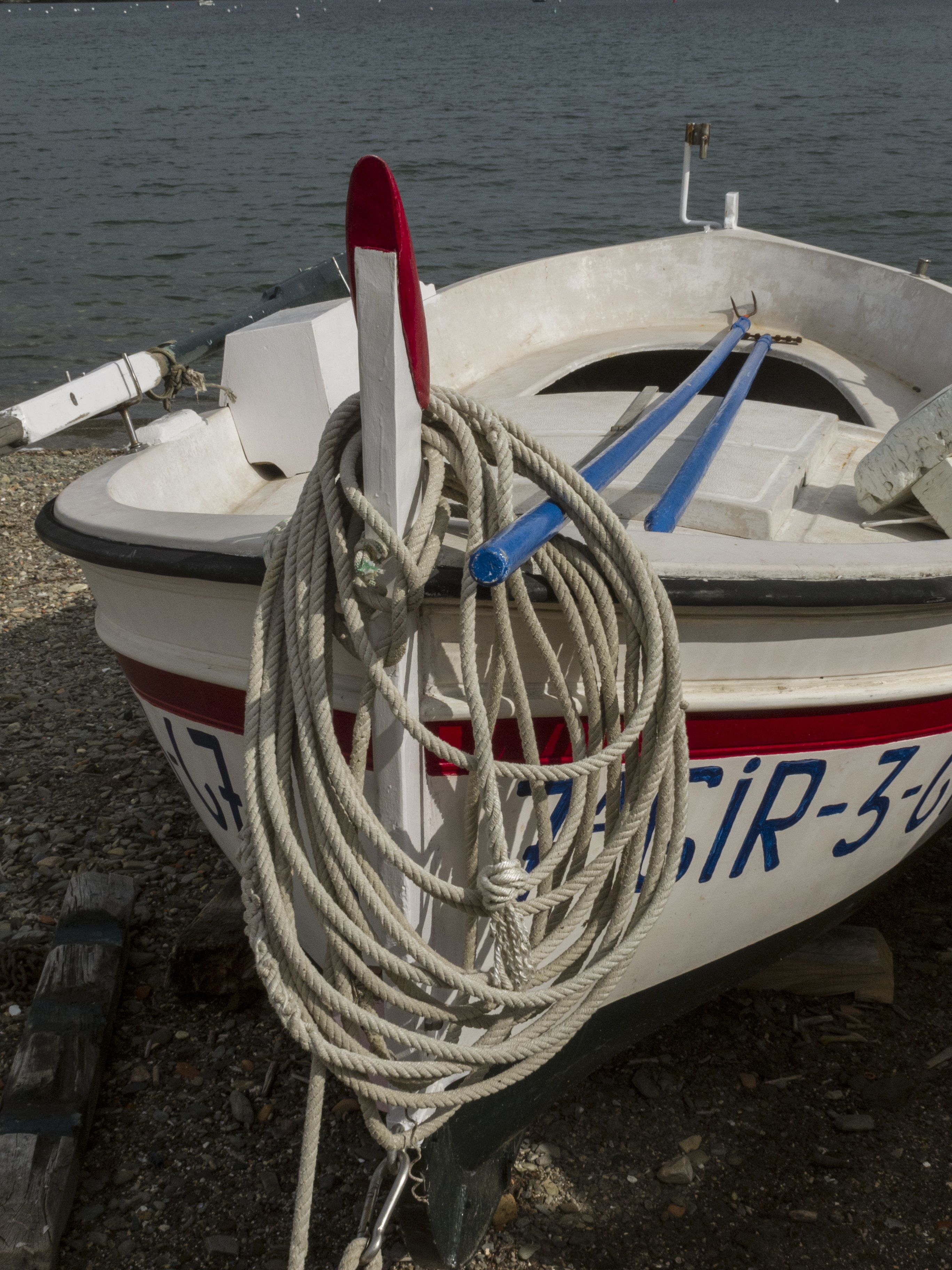 harbor, close-up, boat, girona, fishing boat, catalunya, white color, transportation, water, moored, sea, 2K, port lligat, no people, rope, nautical vessel, Phone HD Wallpaper