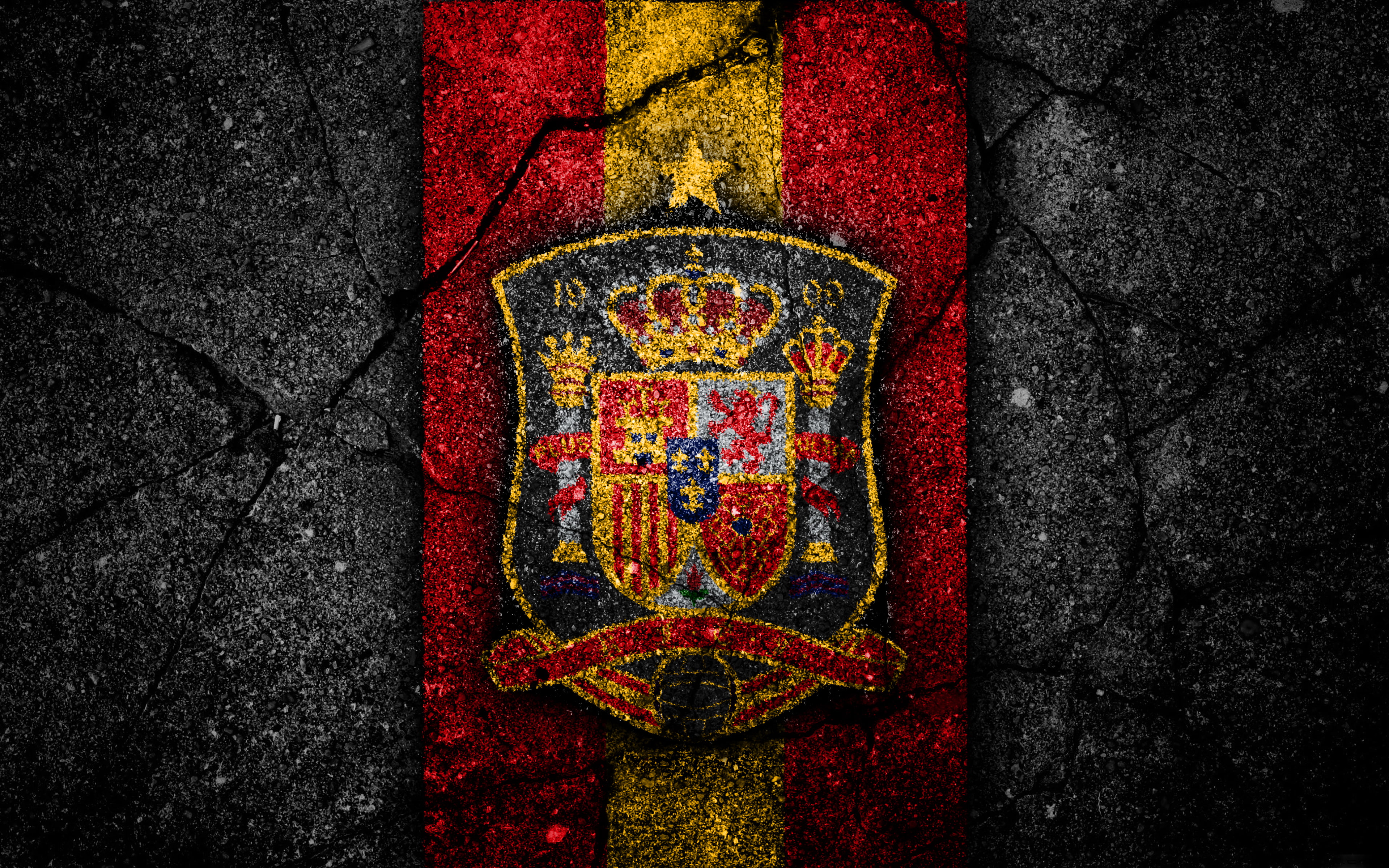 Spain National Football Team, Spain, 4K, Logo, Soccer, Emblem, HD Wallpaper