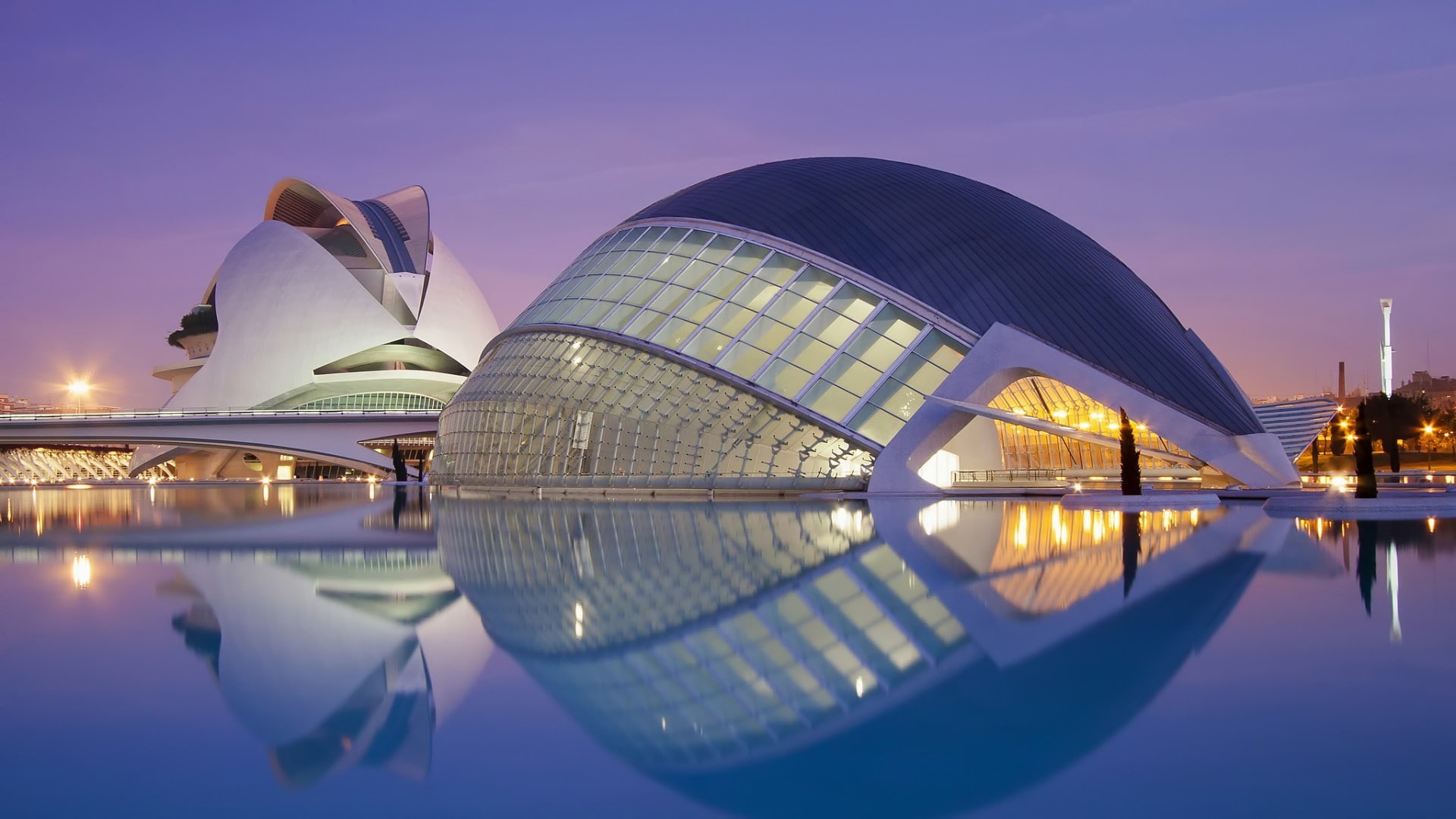 1080P, architecture, Valencia, Spain, reflection, HD Wallpaper
