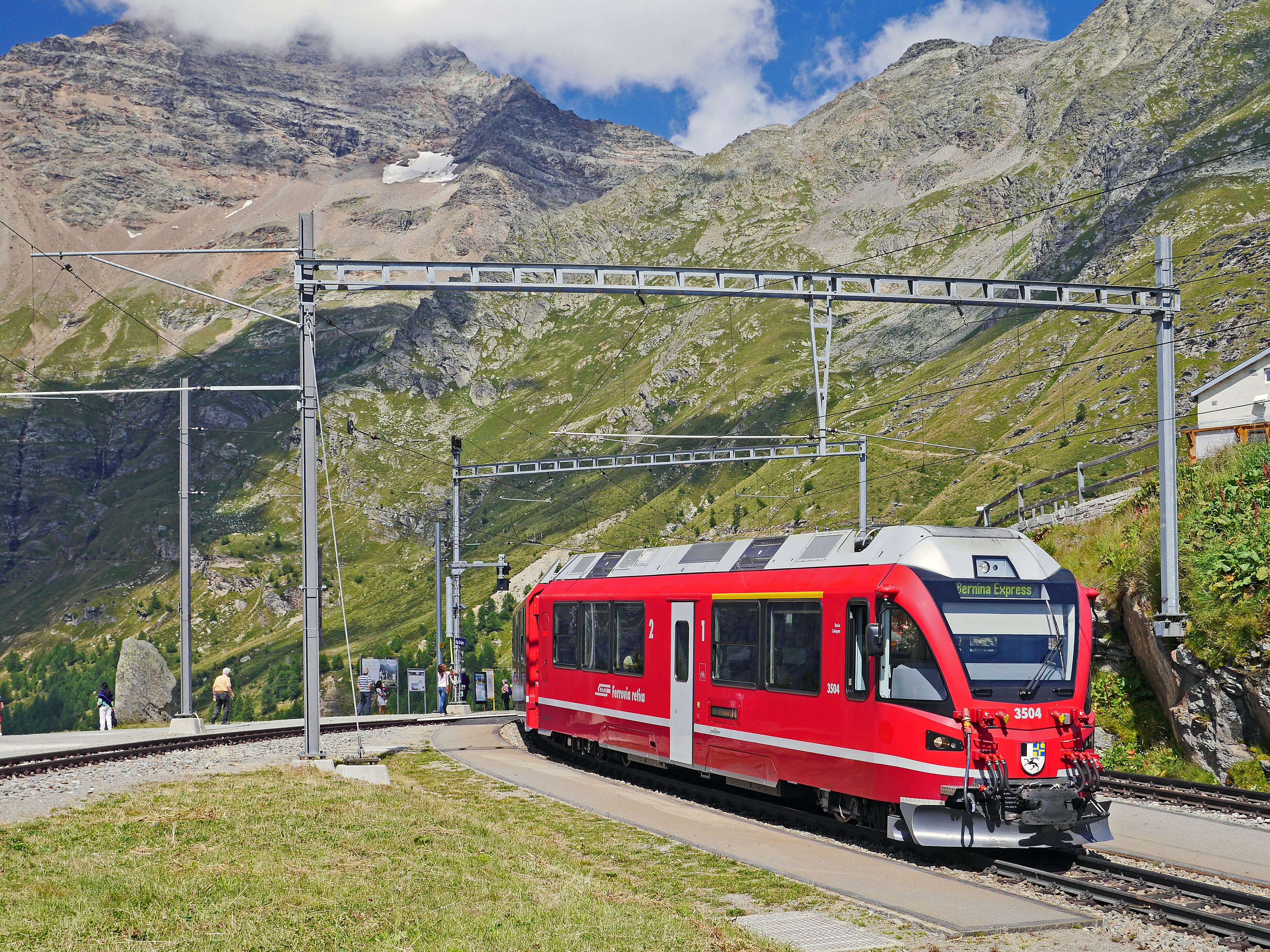 trainstation, beauty in nature, curve, red, track, no people, narrow gauge, bernina-express, train - vehicle, abe 8-12, alpine, gray, rail transportation, HD Wallpaper