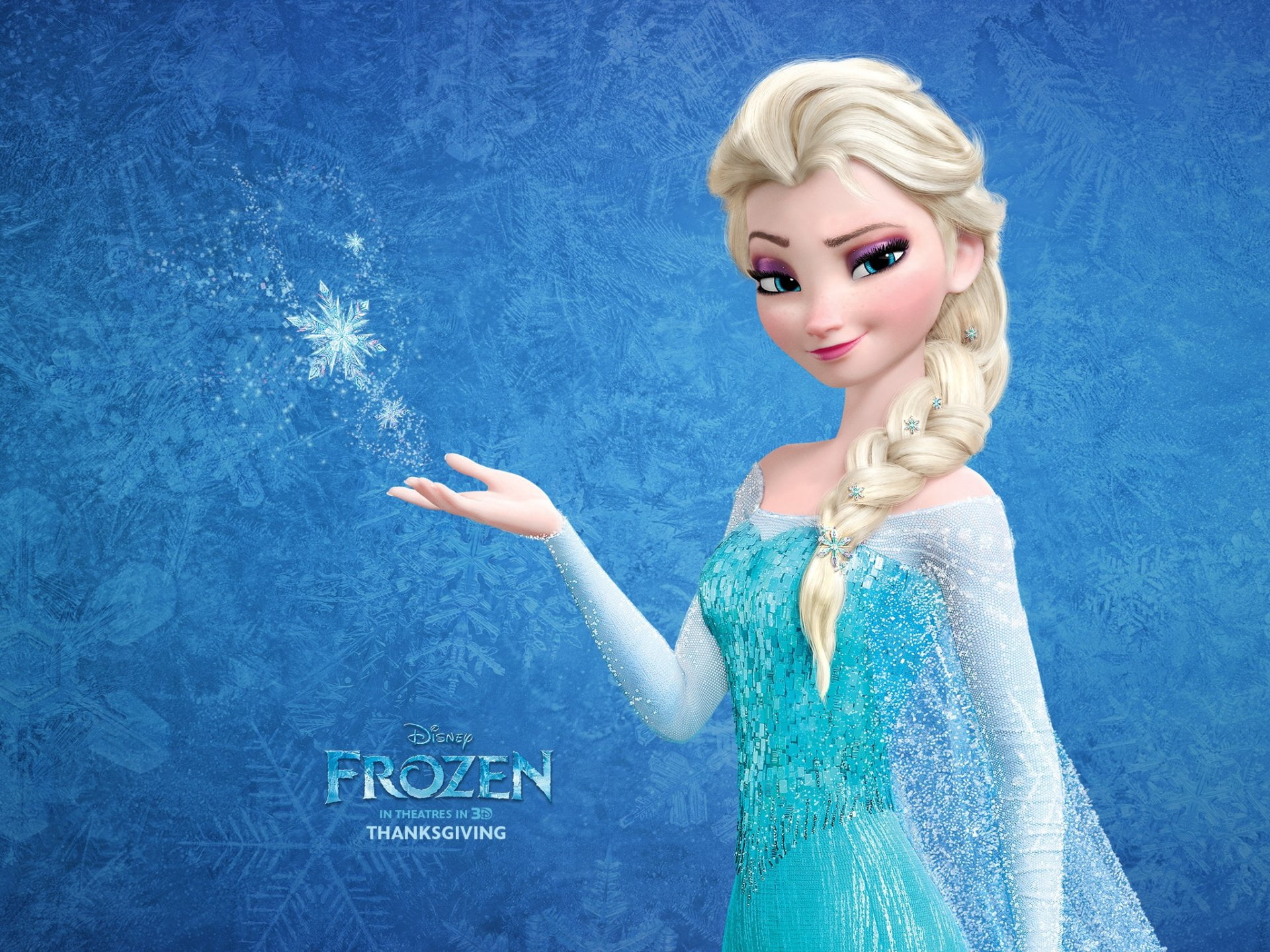 looking at camera, blond hair, Frozen, women, hair, make-up, 1080P, studio shot, blue background, portrait, adult, fashion, Elsa (Frozen), beauty, indoors, HD Wallpaper