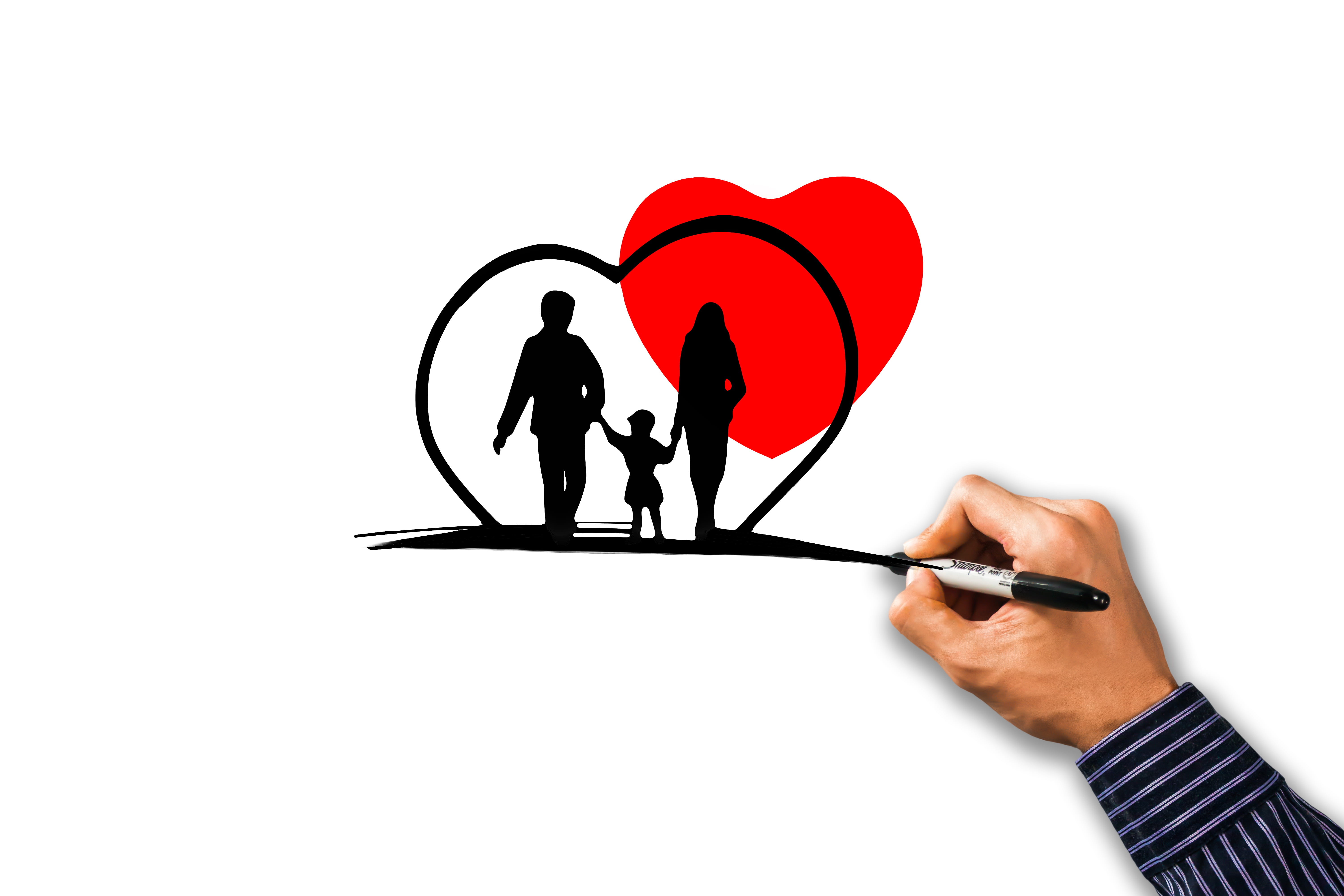activity, person, responsibility, businessman, people, silhouette, drawing - activity, indoors, health system, children, drawing, family, human body part, HD Wallpaper