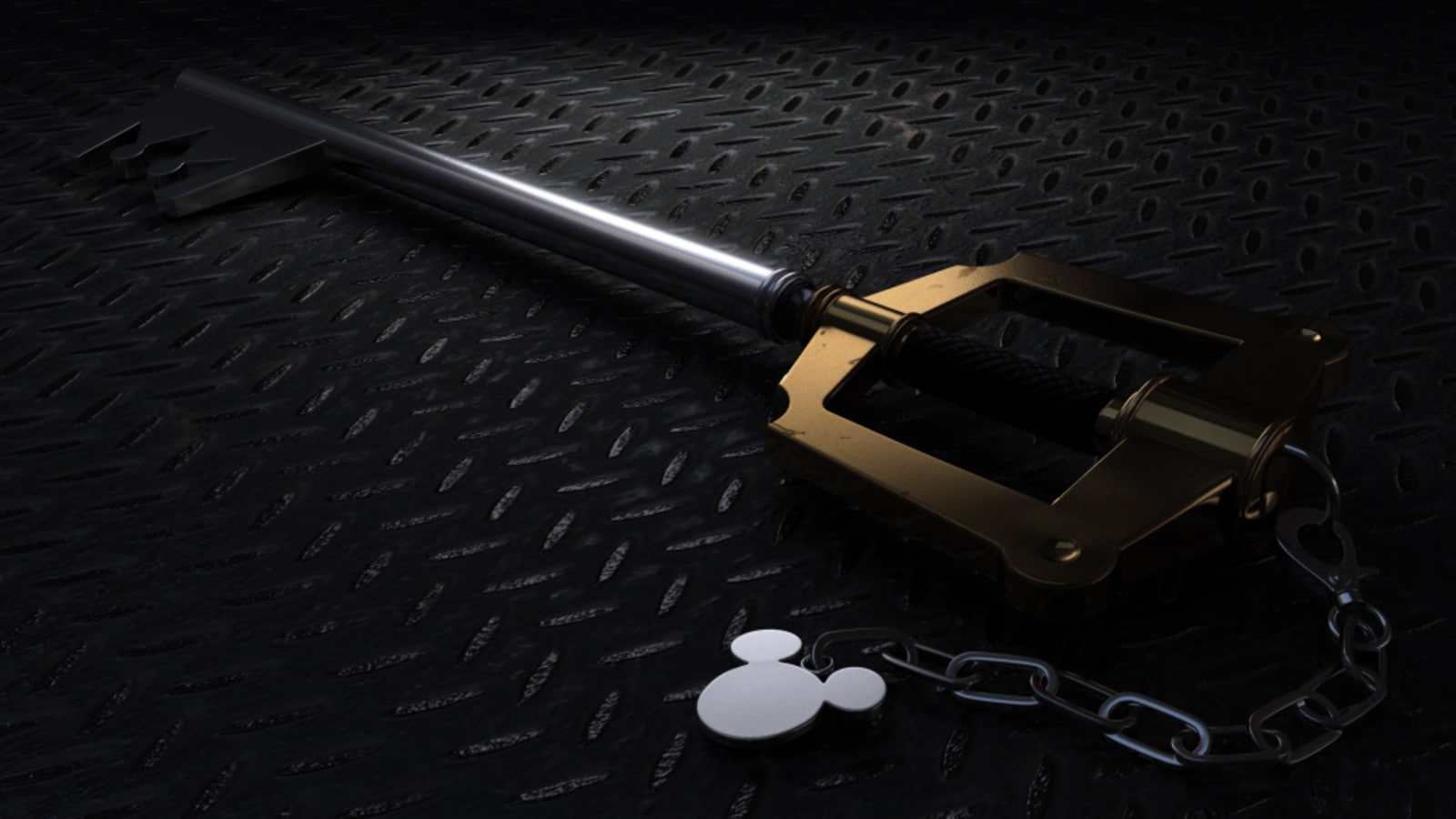 cobblestone, science, no people, technology, keys, equipment, black, silver colored, black background, high angle view, video games, still life, Kingdom Hearts, HD Wallpaper