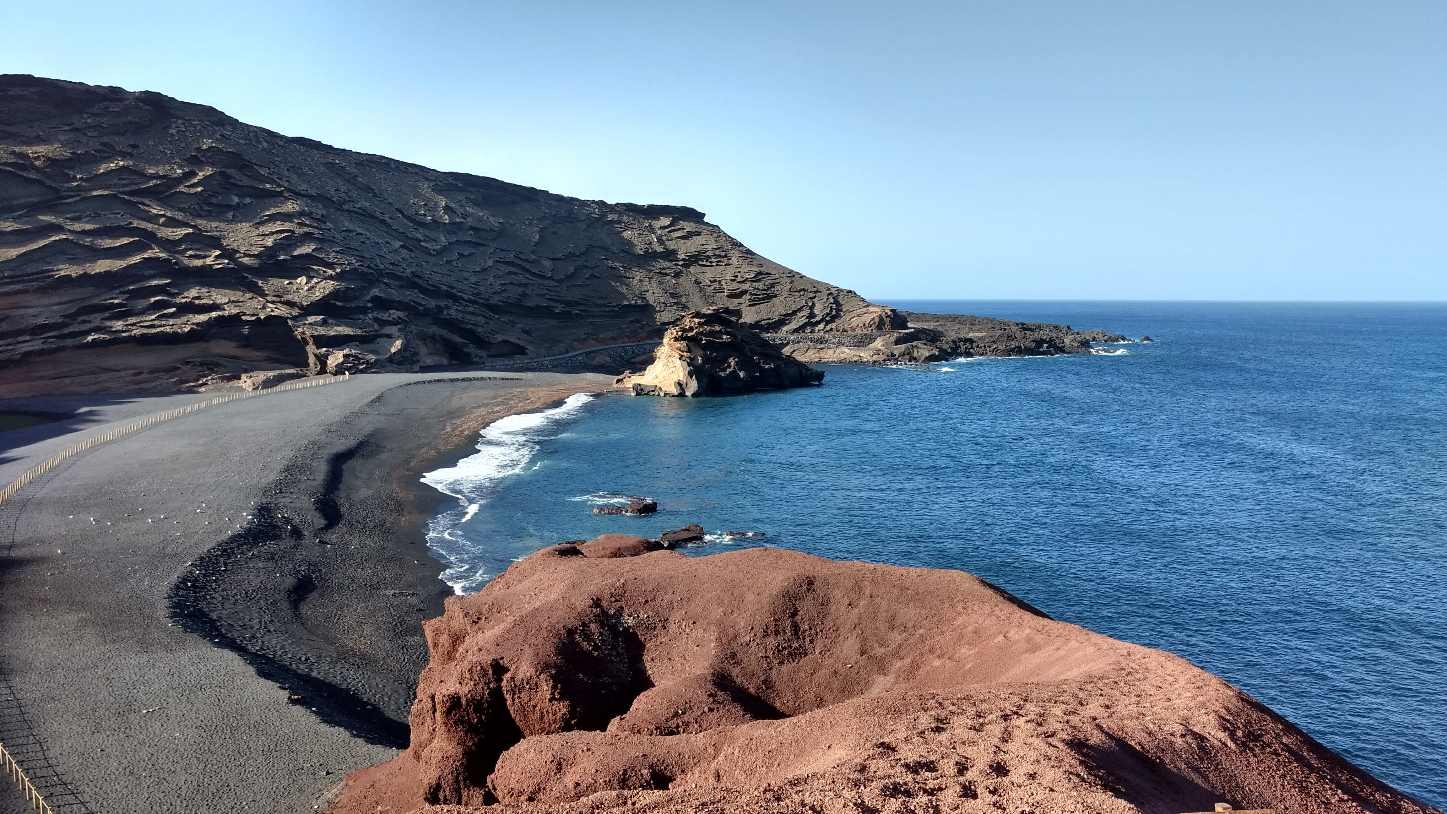 lanzarote, no people, land, non-urban scene, tranquil scene, canary islands, bay, 4K, landscape, beach, mountain, horizon over water, beauty in nature, HD Wallpaper