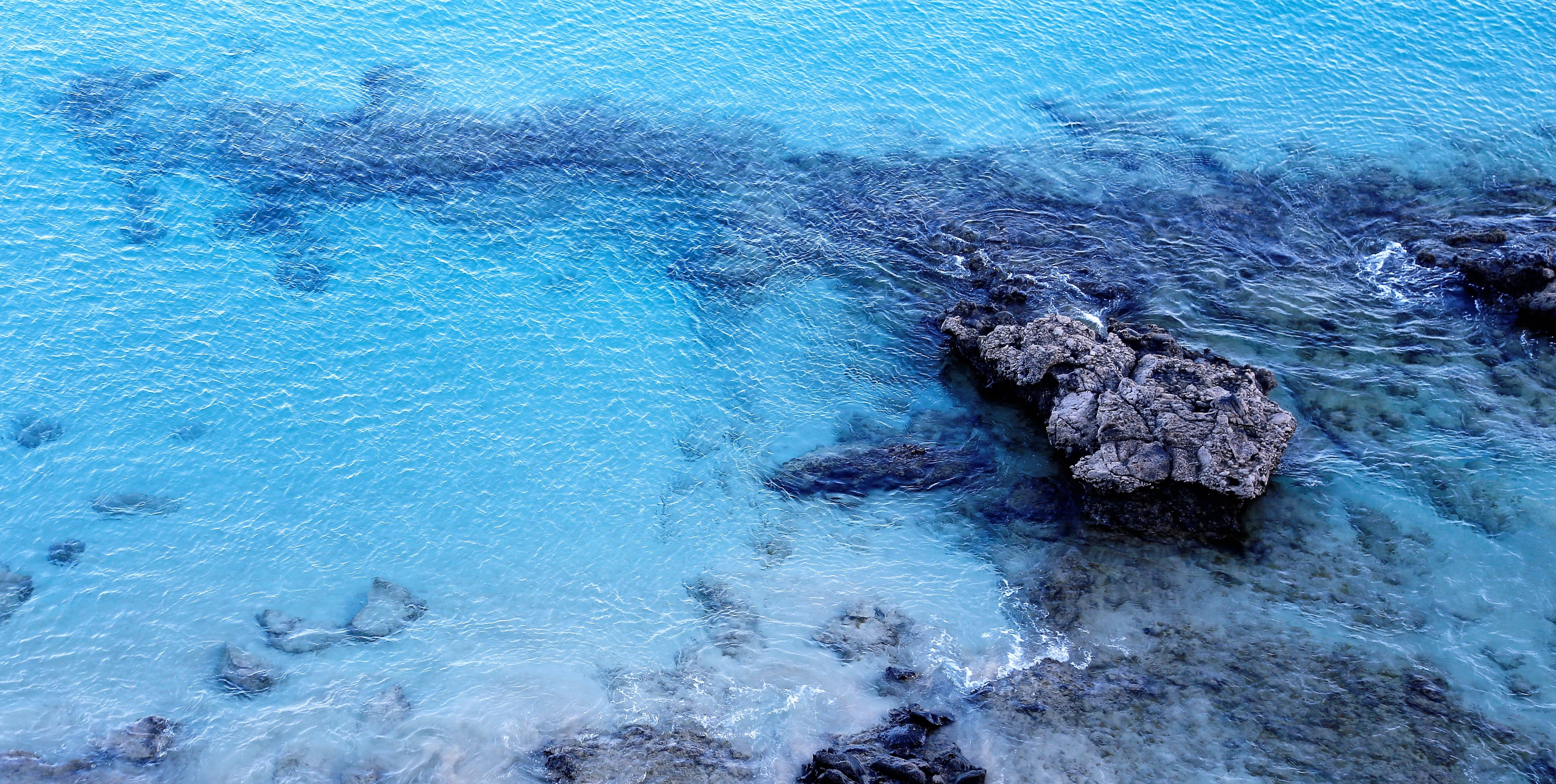 nature, rock - object, tranquility, blue, idyllic, day, no people, lanzarote, tranquil scene, high angle view, scenics - nature, environment, spain, waterfront, HD Wallpaper