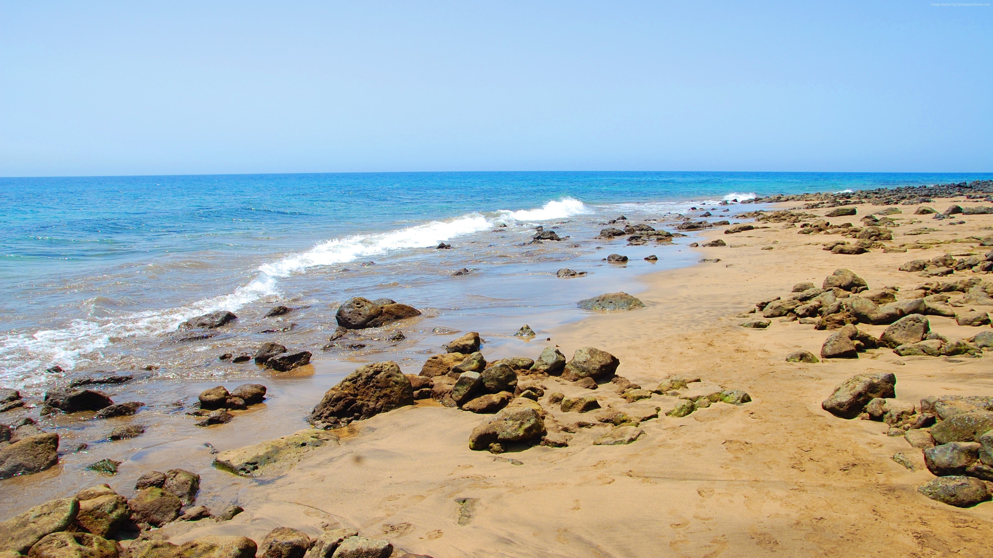 Beach, Lanzarote, 4K, 4K, HD Wallpaper