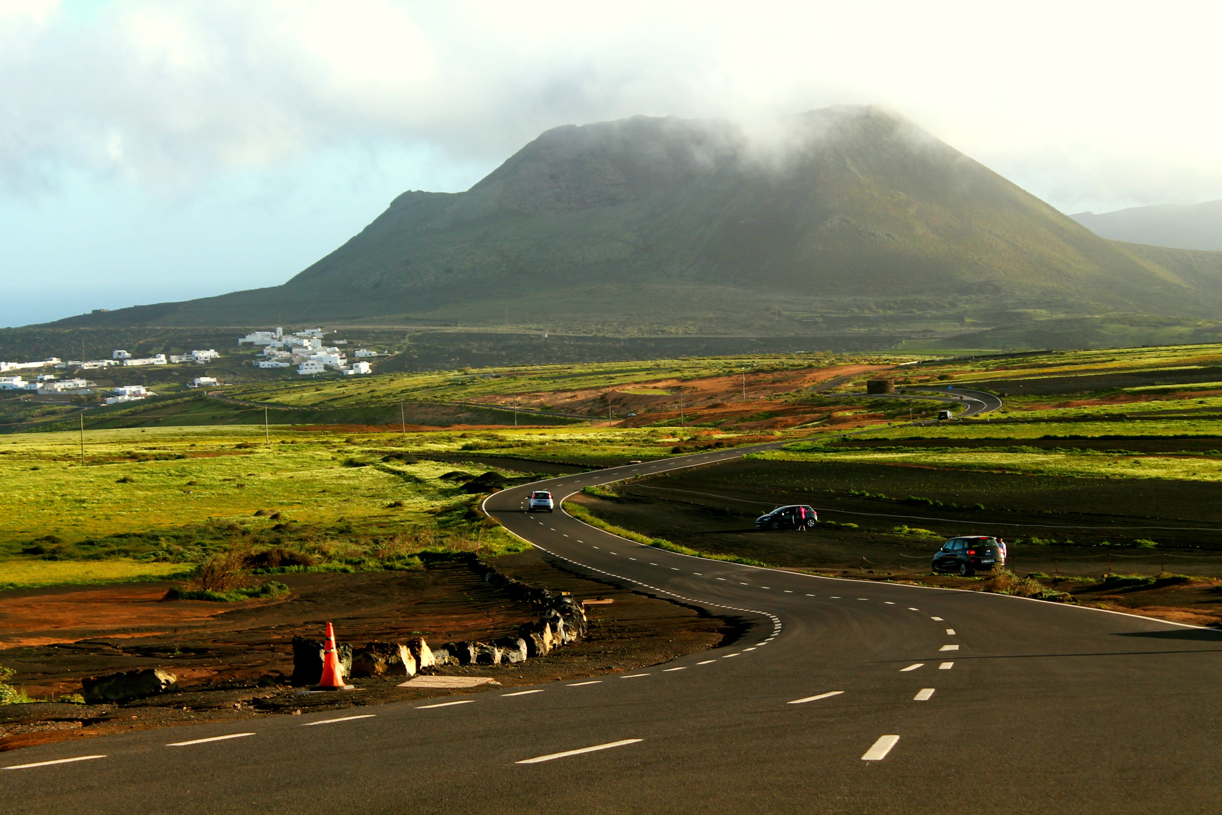 landscape, lanzarote, desert, green, lines, transportation, trip, mode of transportation, green color, clouds, rest, outdoors, flora, nature, scenics - nature, HD Wallpaper