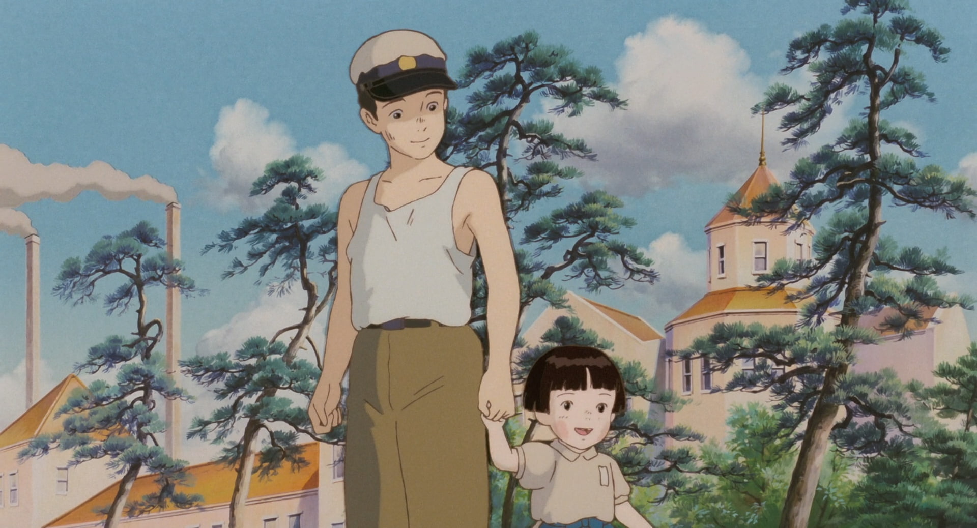tree, building exterior, architecture, female likeness, male likeness, statue, sculpture, Grave of the Fireflies, no people, built structure, building, HD Wallpaper