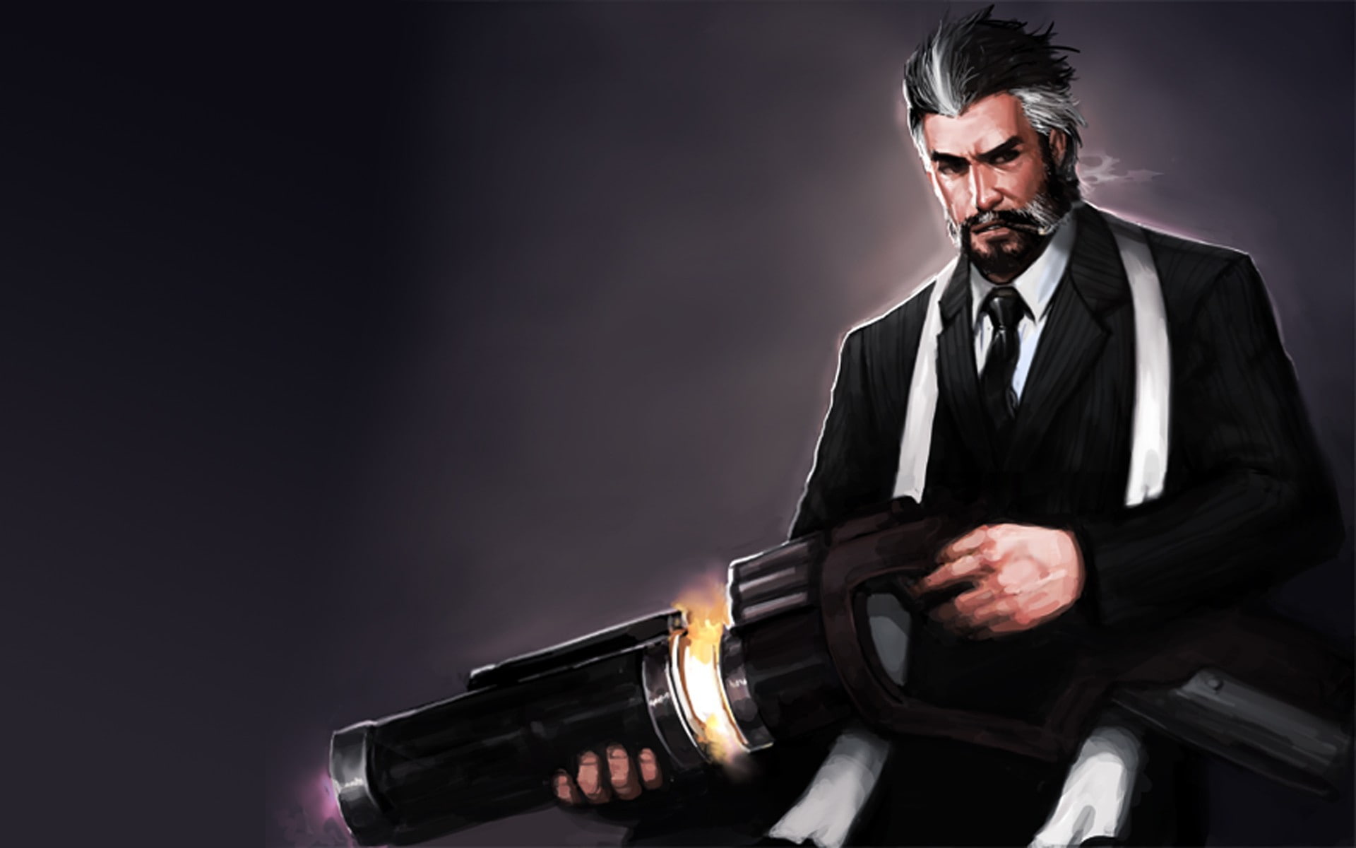 men, gun, facial hair, black color, copy space, 1080P, arts culture and entertainment, front view, business, suit, adult, formalwear, well-dressed, fashion, HD Wallpaper