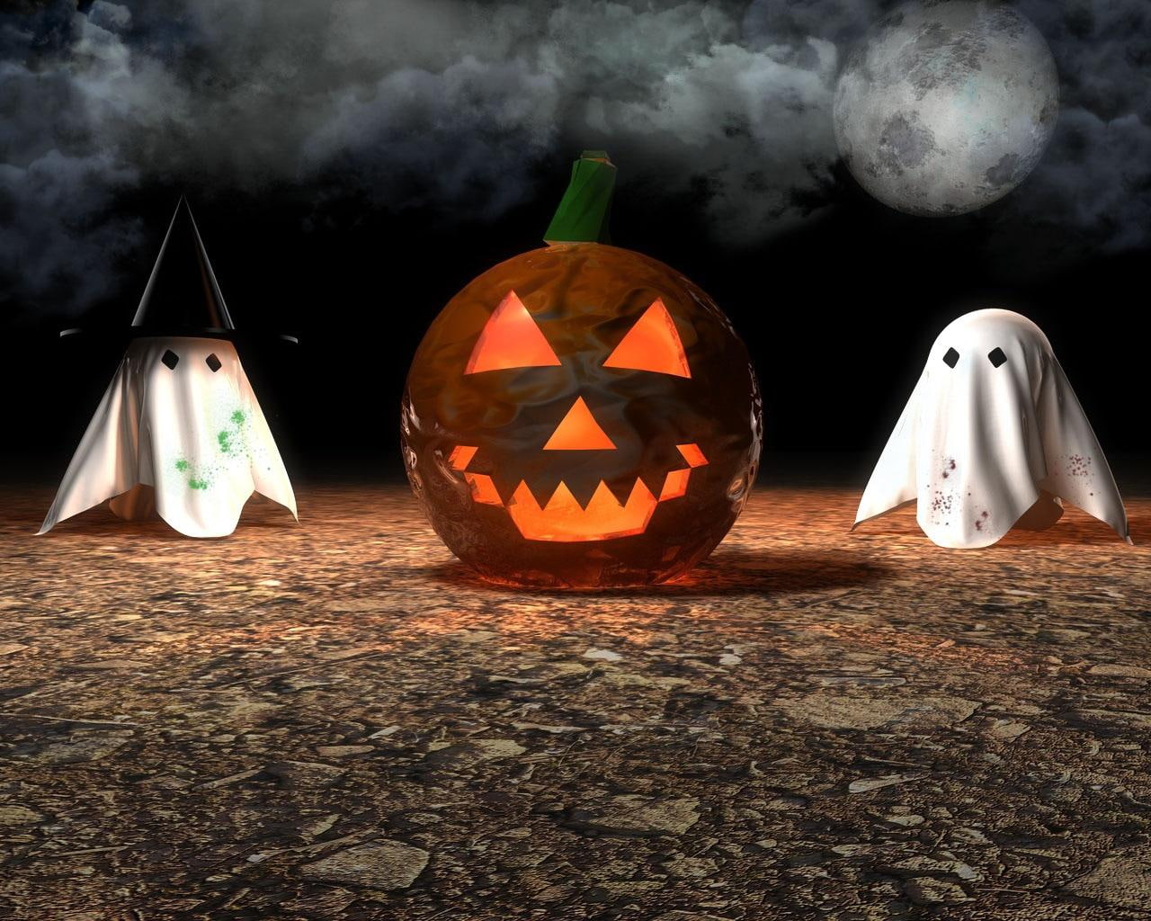 phantoms, 720P, o, attribute, decor, halloween, green, orange, lantern, jack, jacks, pumpkin, jacks lantern, HD Wallpaper