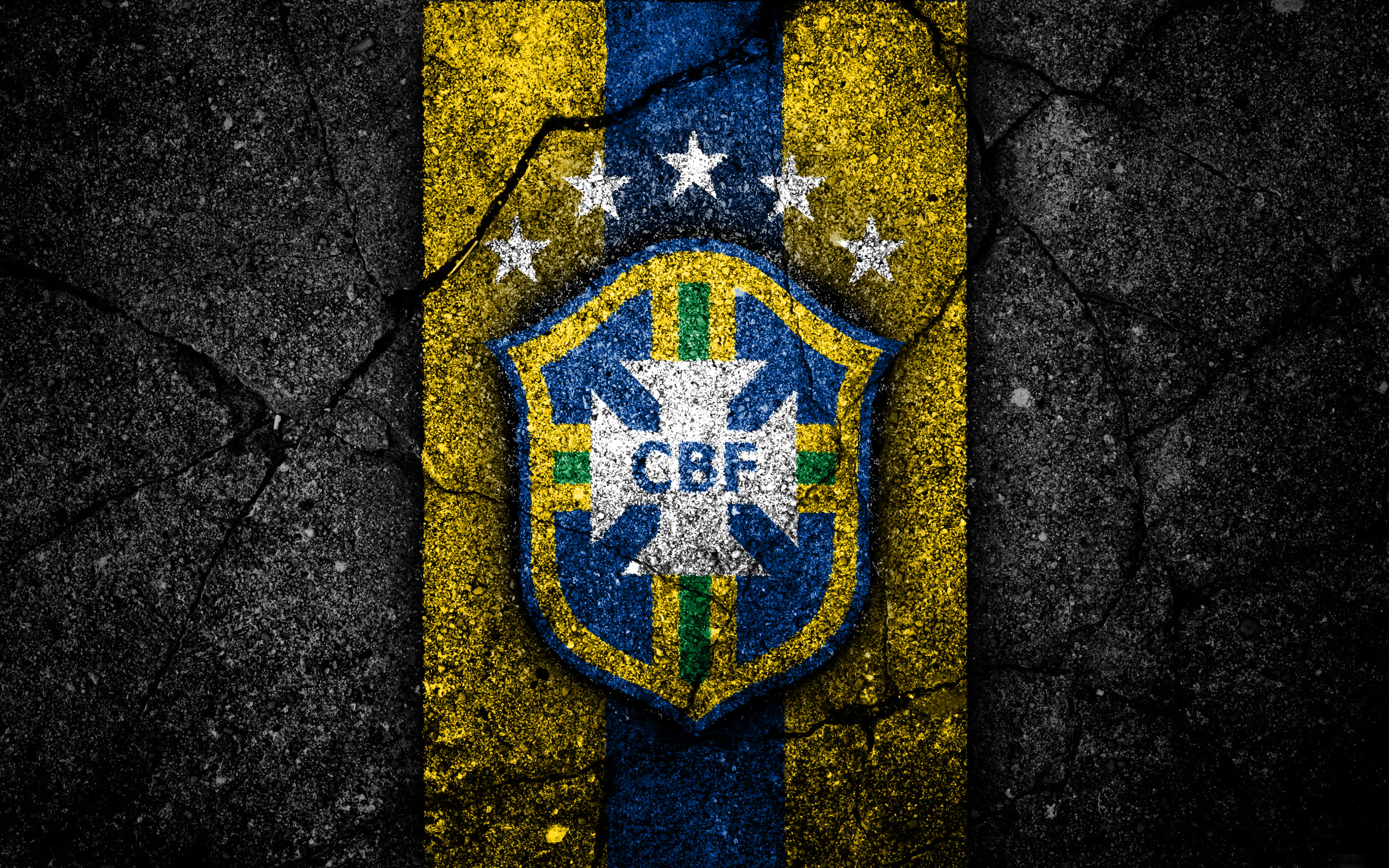 4K, Brazil National Football Team, Emblem, Logo, Soccer, Brazil, HD Wallpaper